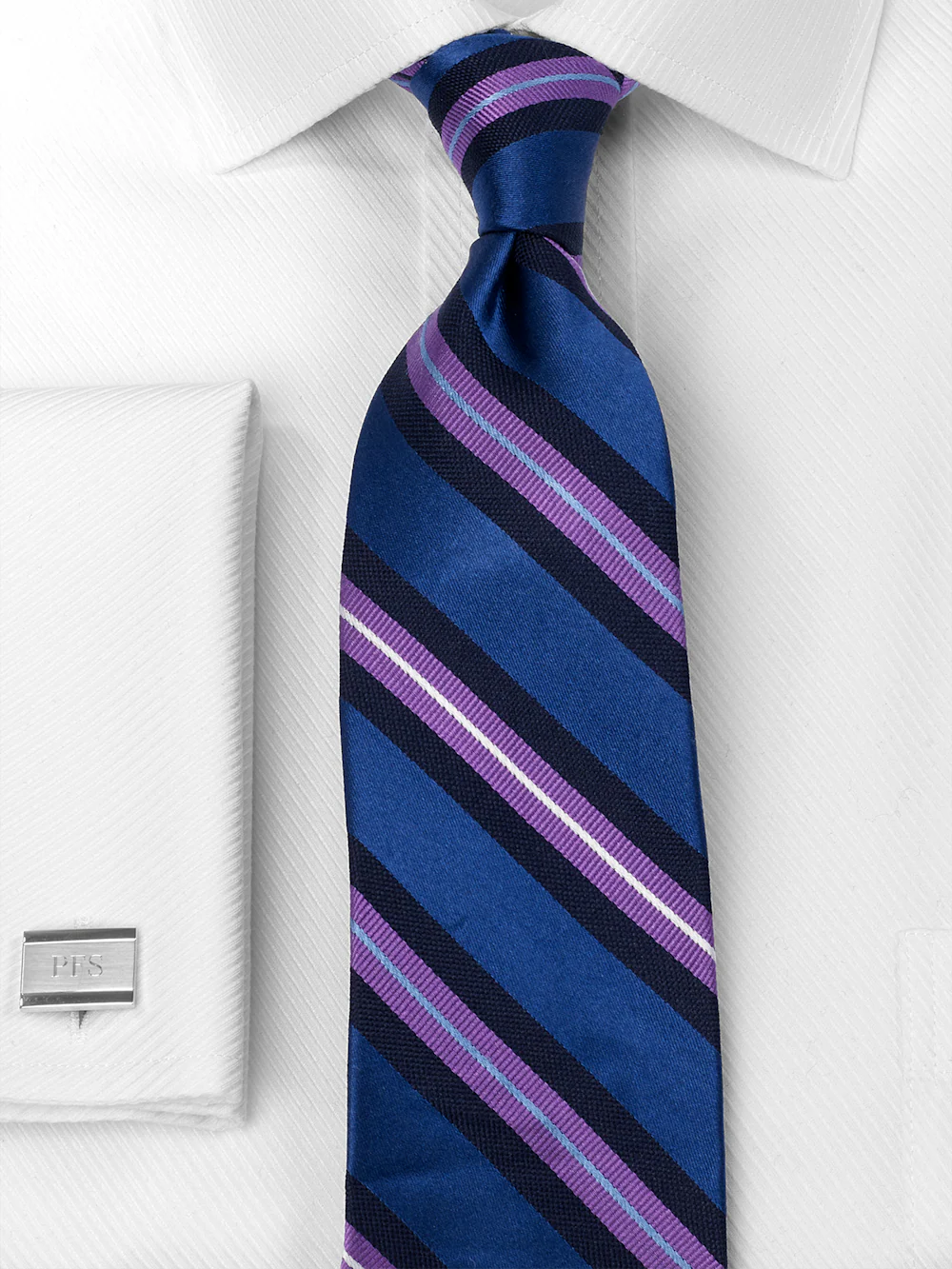 Stripe Woven Silk Tie - Blue/purple - Image 2
