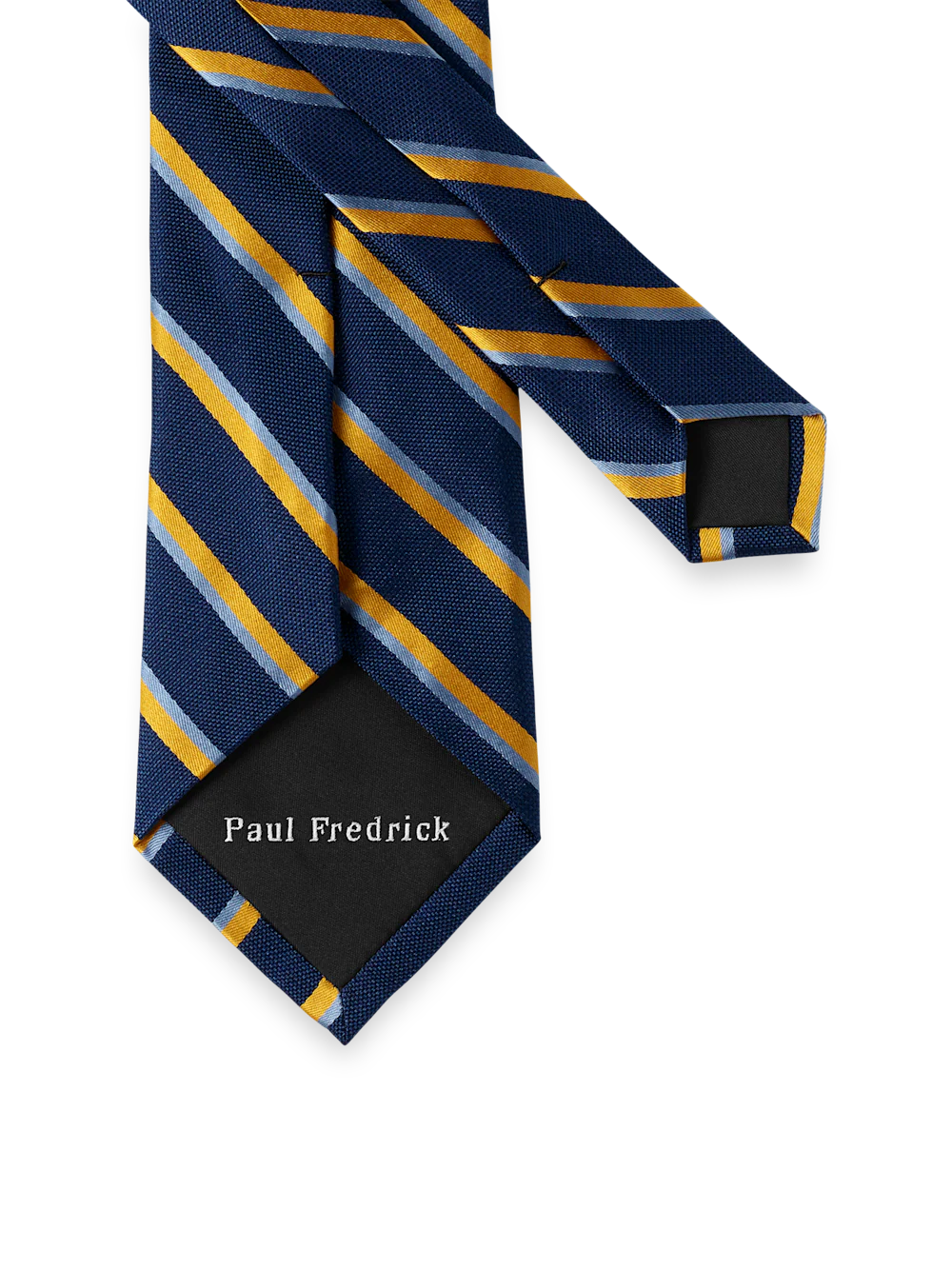 Stripe Woven Silk Tie - Navy/yellow - Image 3