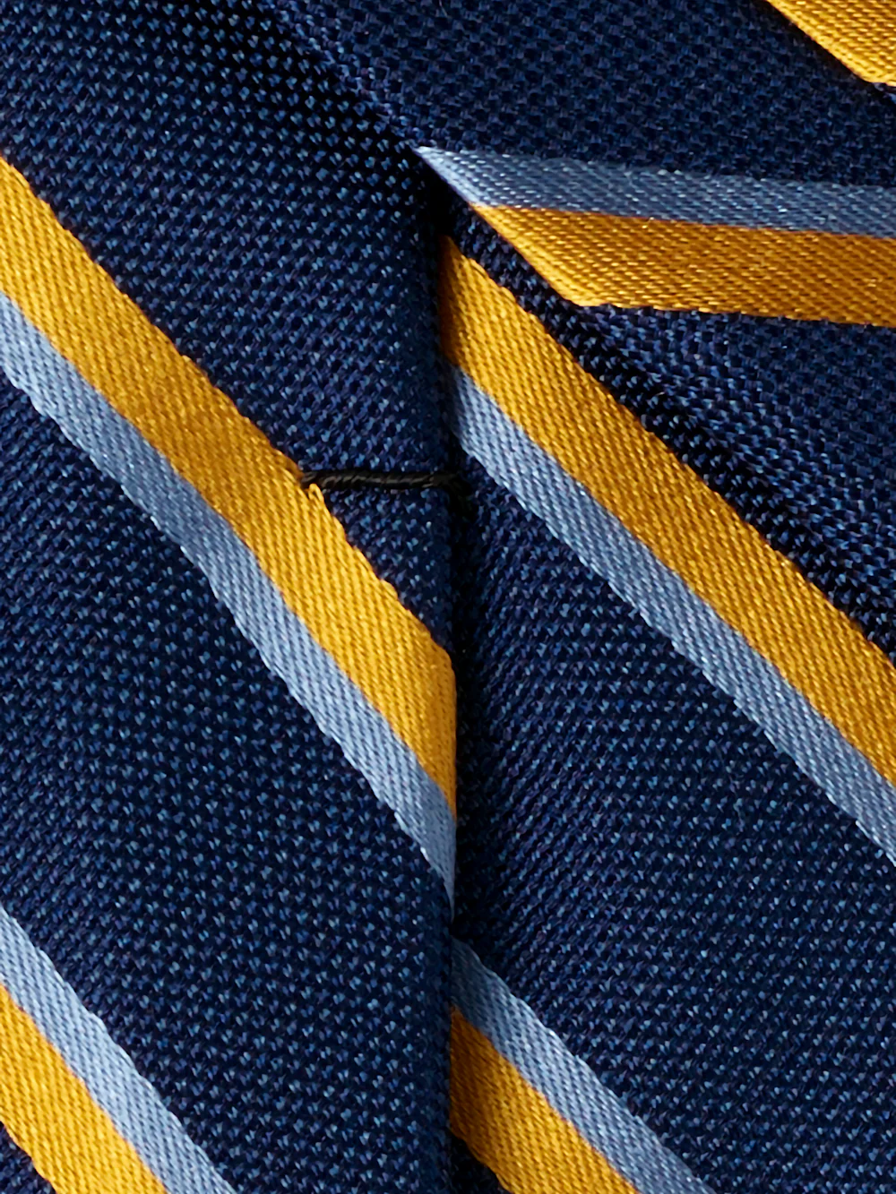 Stripe Woven Silk Tie - Navy/yellow - Image 4