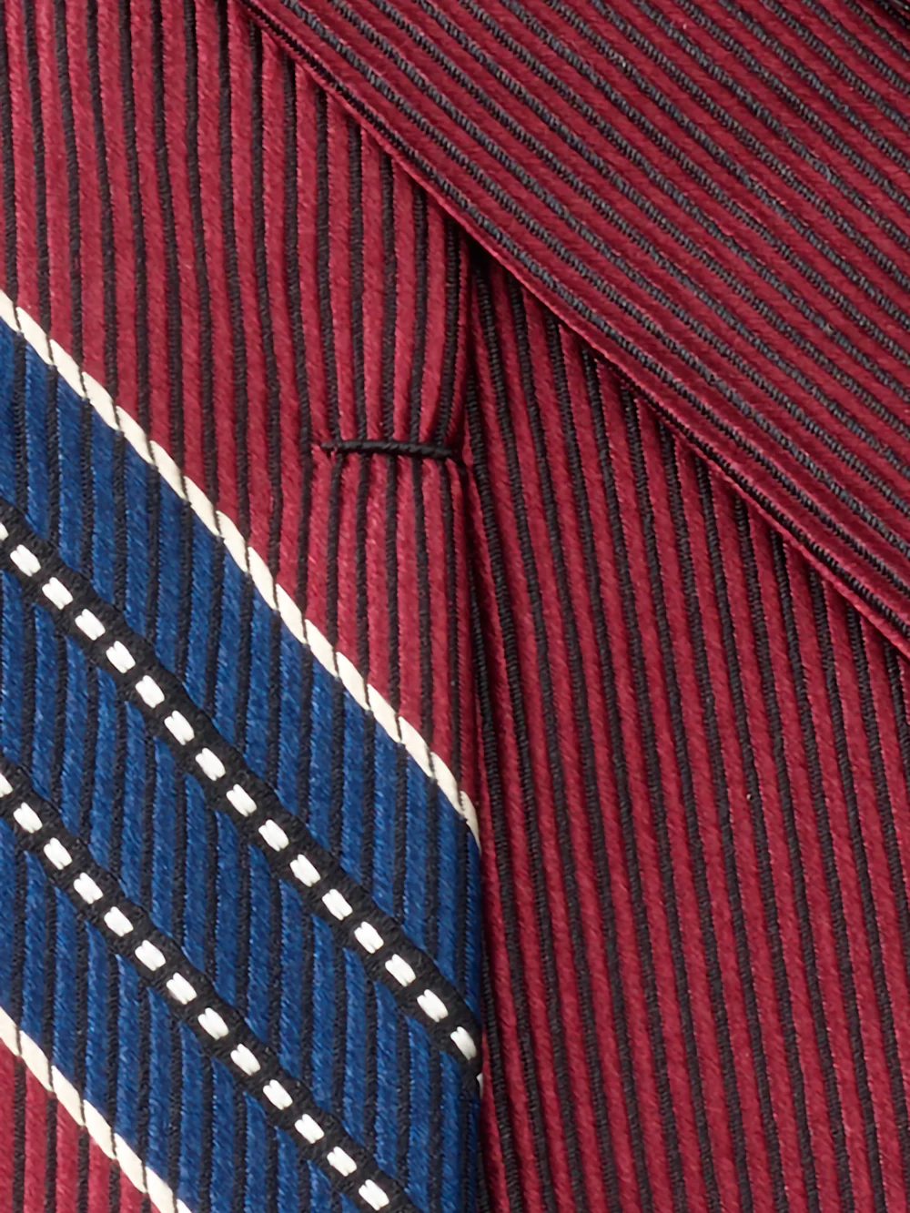 Stripe Woven Silk Tie - Burgundy - Image 4
