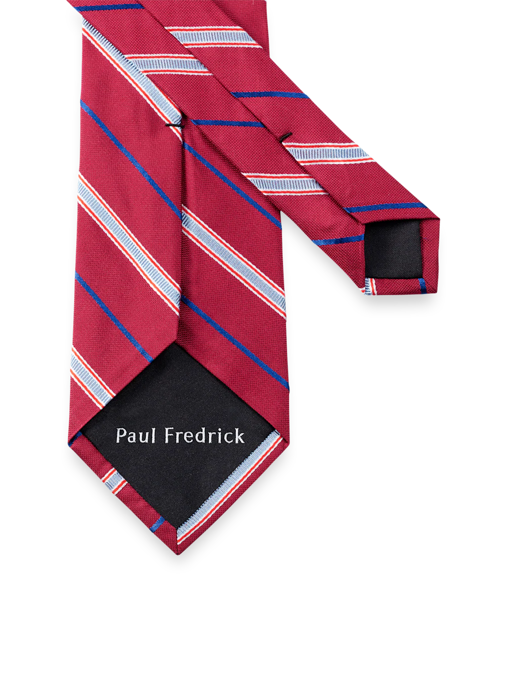 Stripe Woven Silk Tie - Red/blue - Image 3