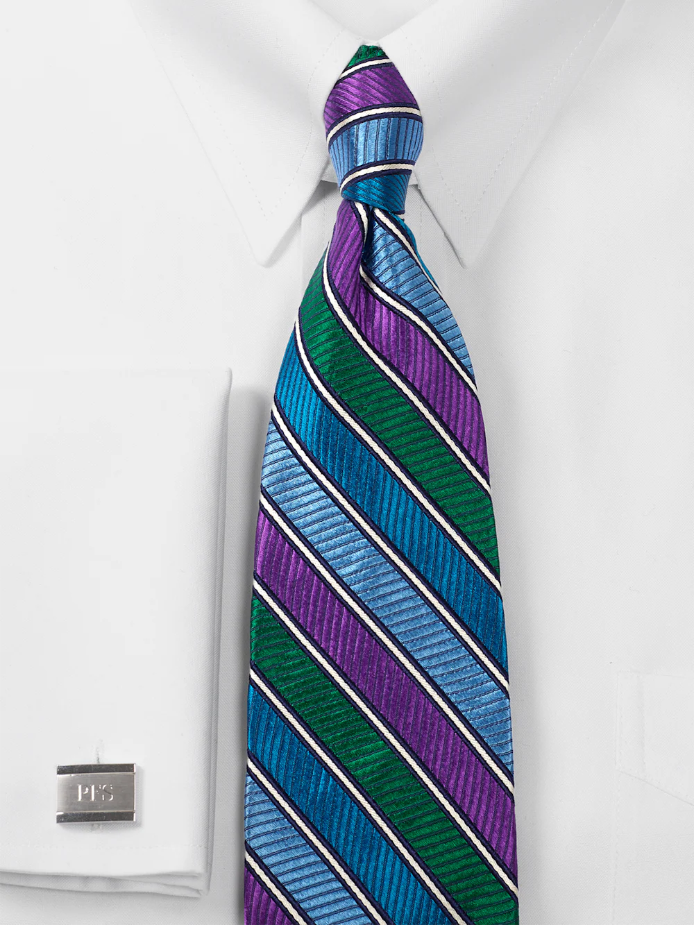 Stripe Woven Silk Tie - Blue Multi - Image 2
