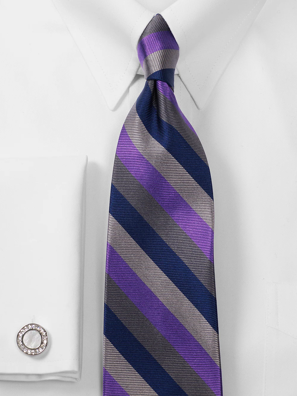 Stripe Woven Silk Tie - Purple Multi - Image 2