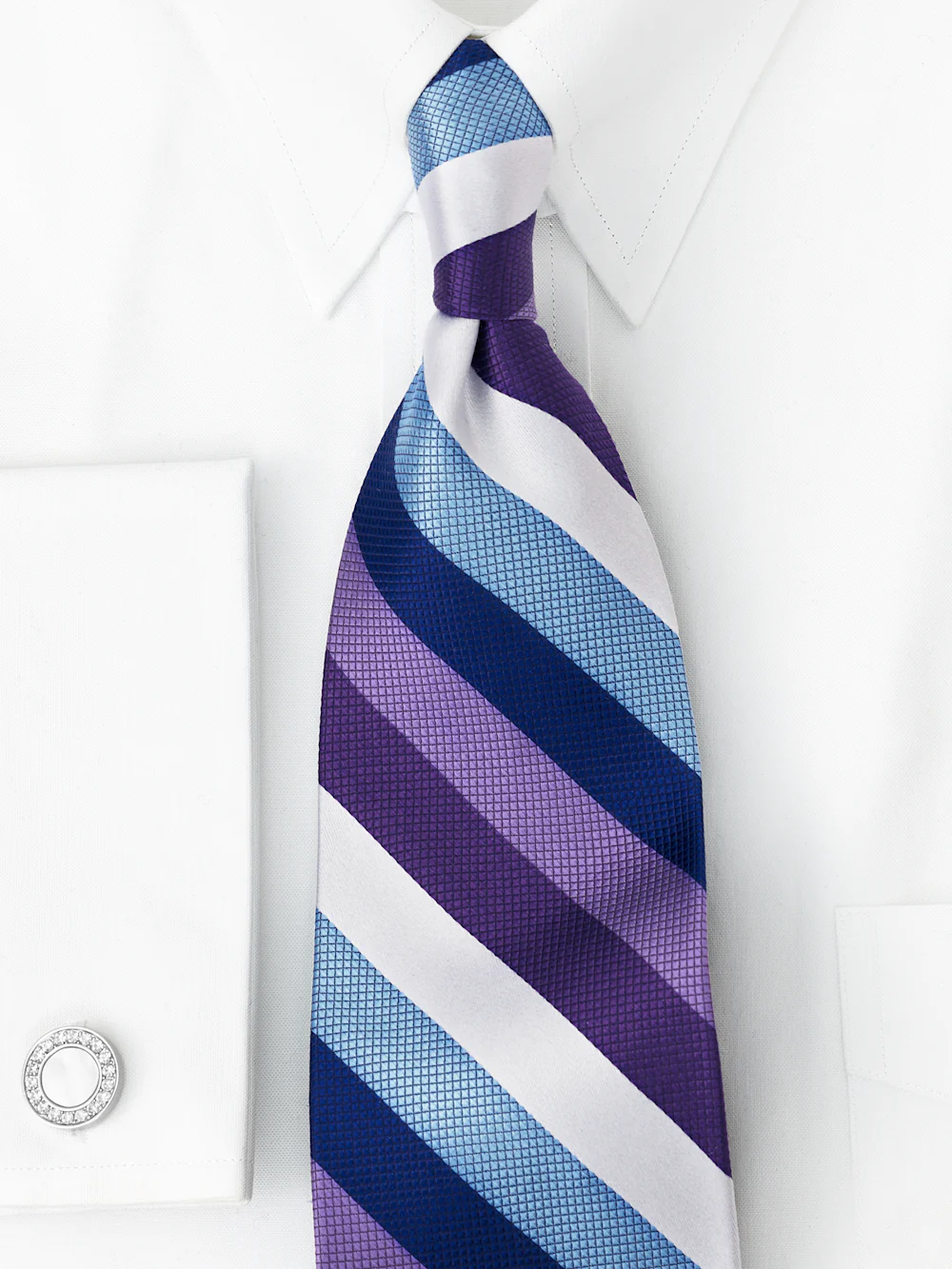 Stripe Woven Silk Tie - Purple Multi - Image 2
