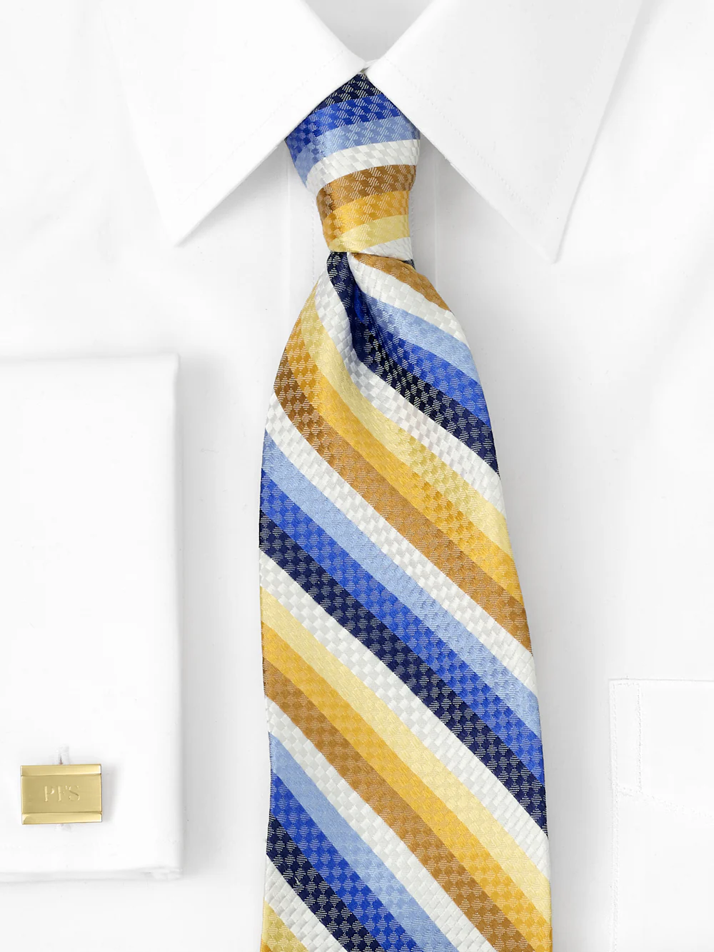 Stripe Woven Silk Tie - Multi - Image 2