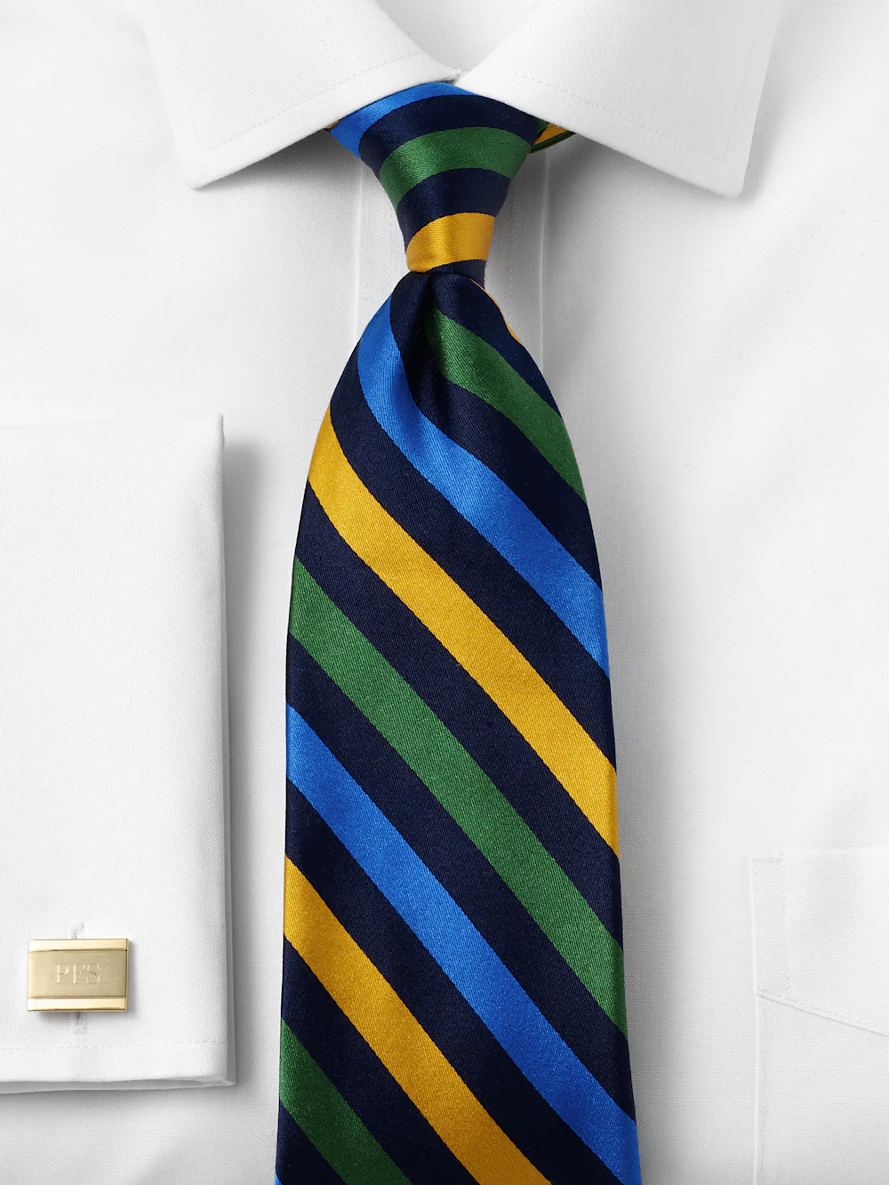 Stripe Woven Silk Tie - Multi - Image 2