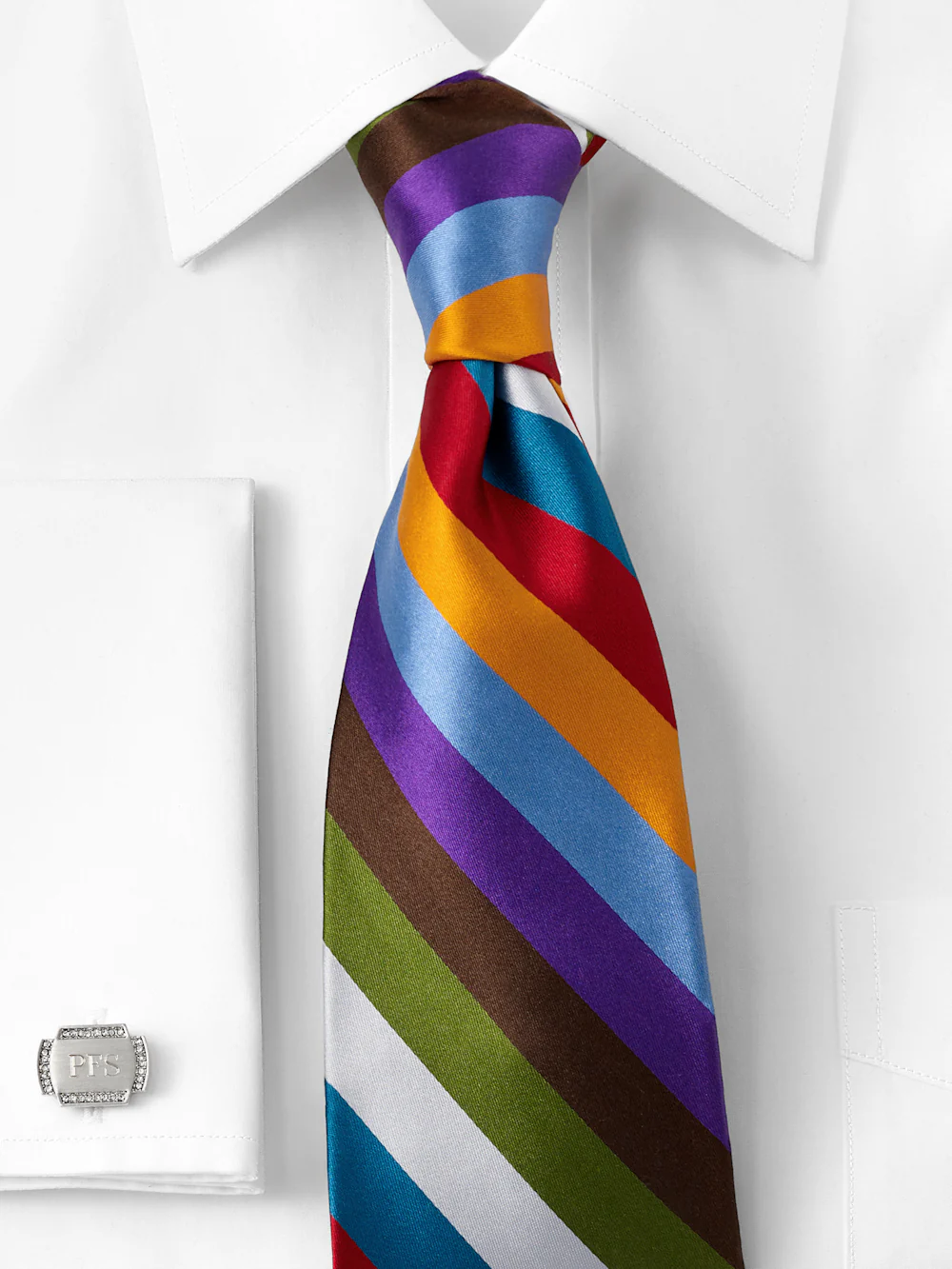 Stripe Woven Silk Tie - Multi - Image 2