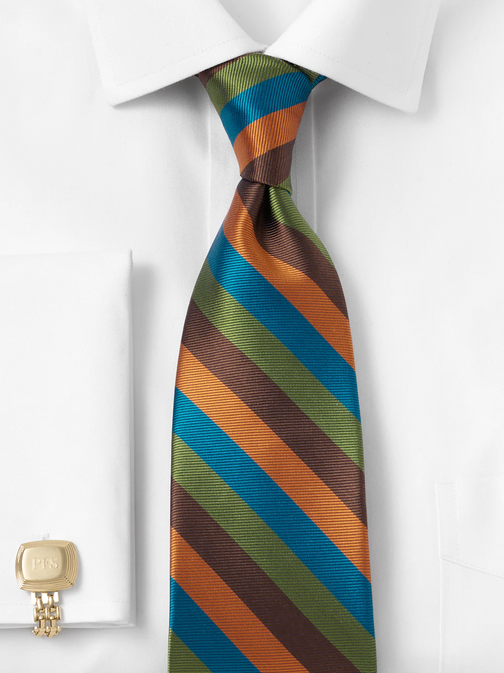 Stripe Woven Silk Tie - Multi - Image 2