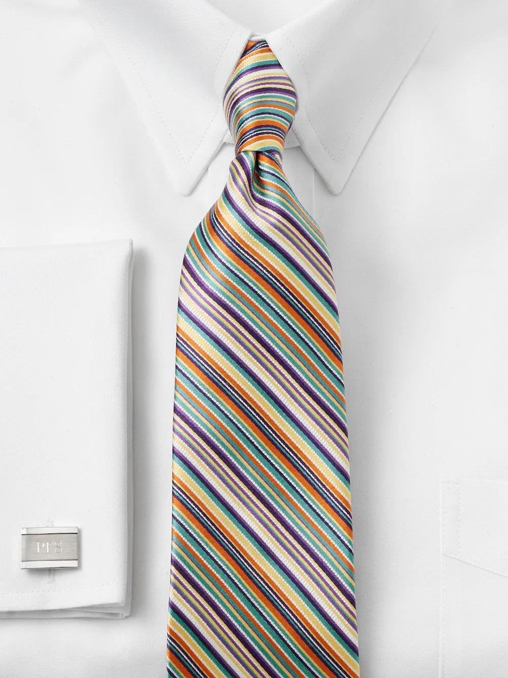 Stripe Woven Silk Tie - Purple Multi - Image 2