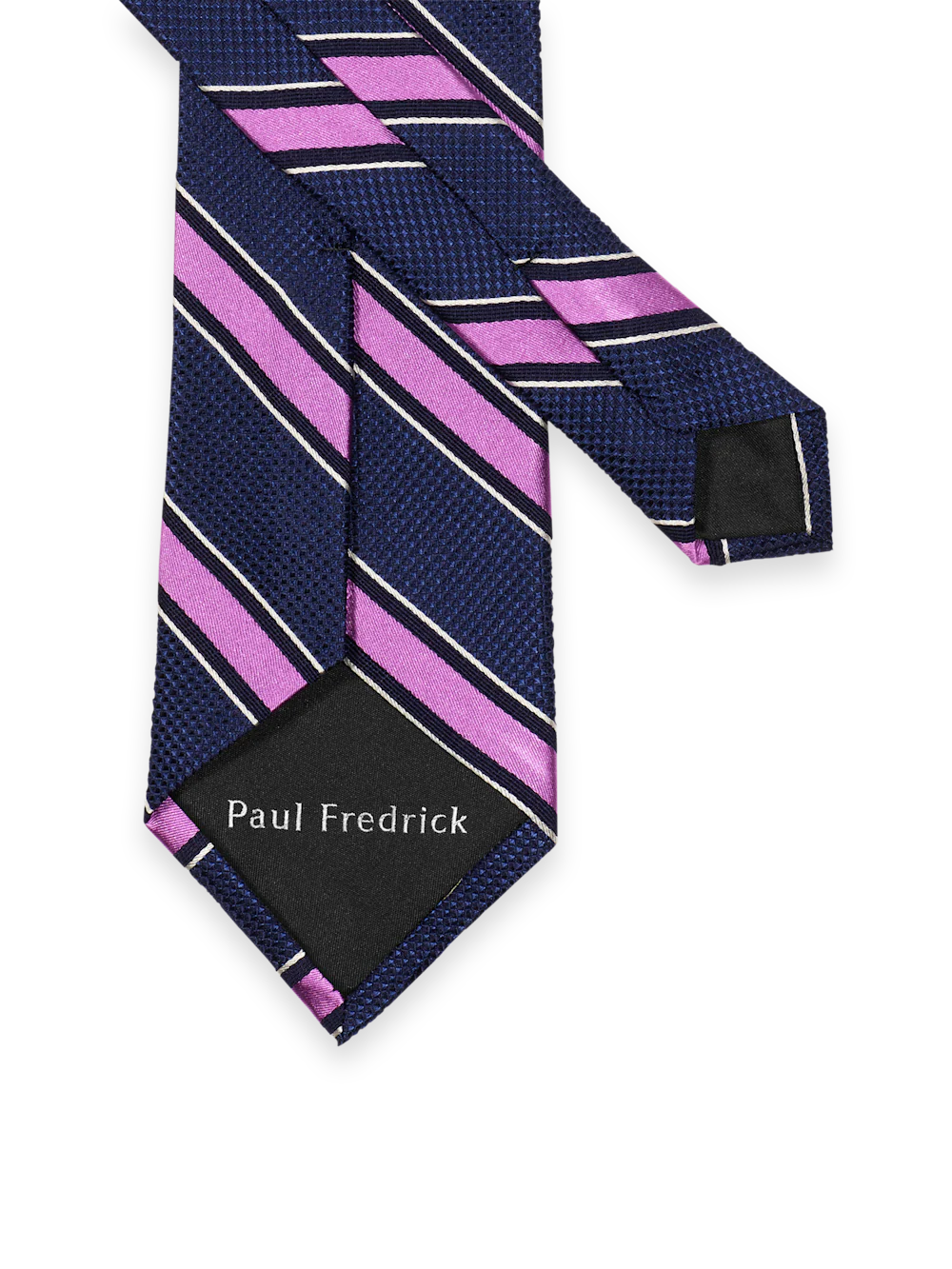 Stripe Woven Silk Tie - Berry/navy - Image 2