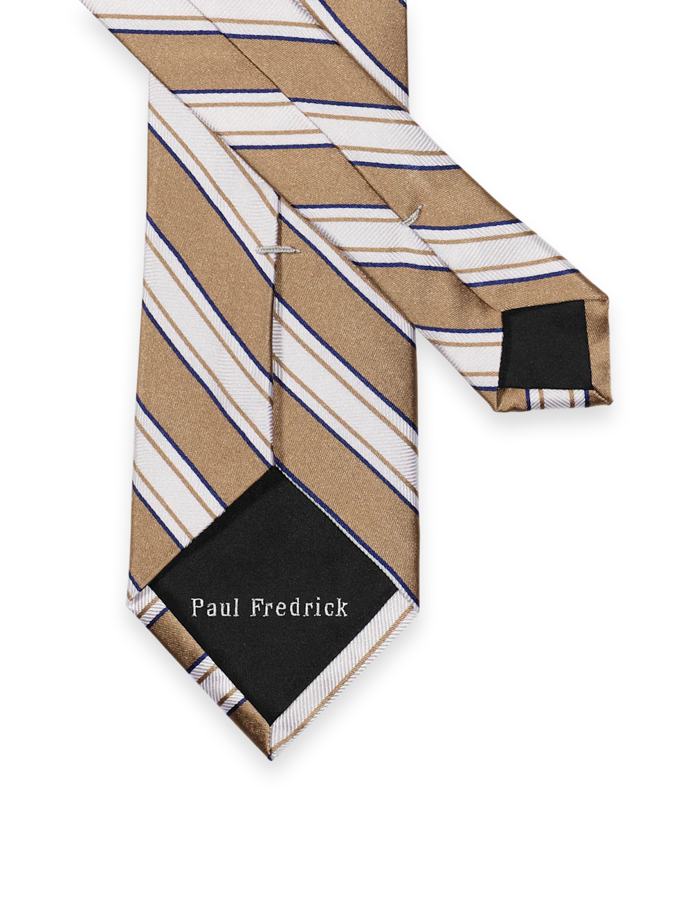 Stripe Woven Silk Tie - Gold/white - Image 2