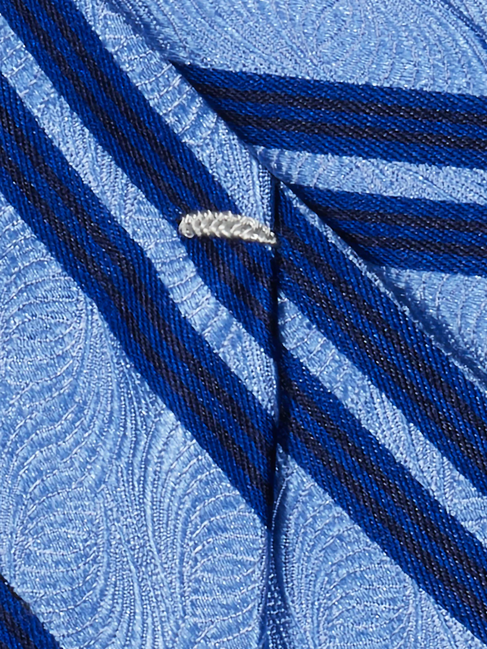 Stripe Woven Silk Tie - Blue/navy - Image 3