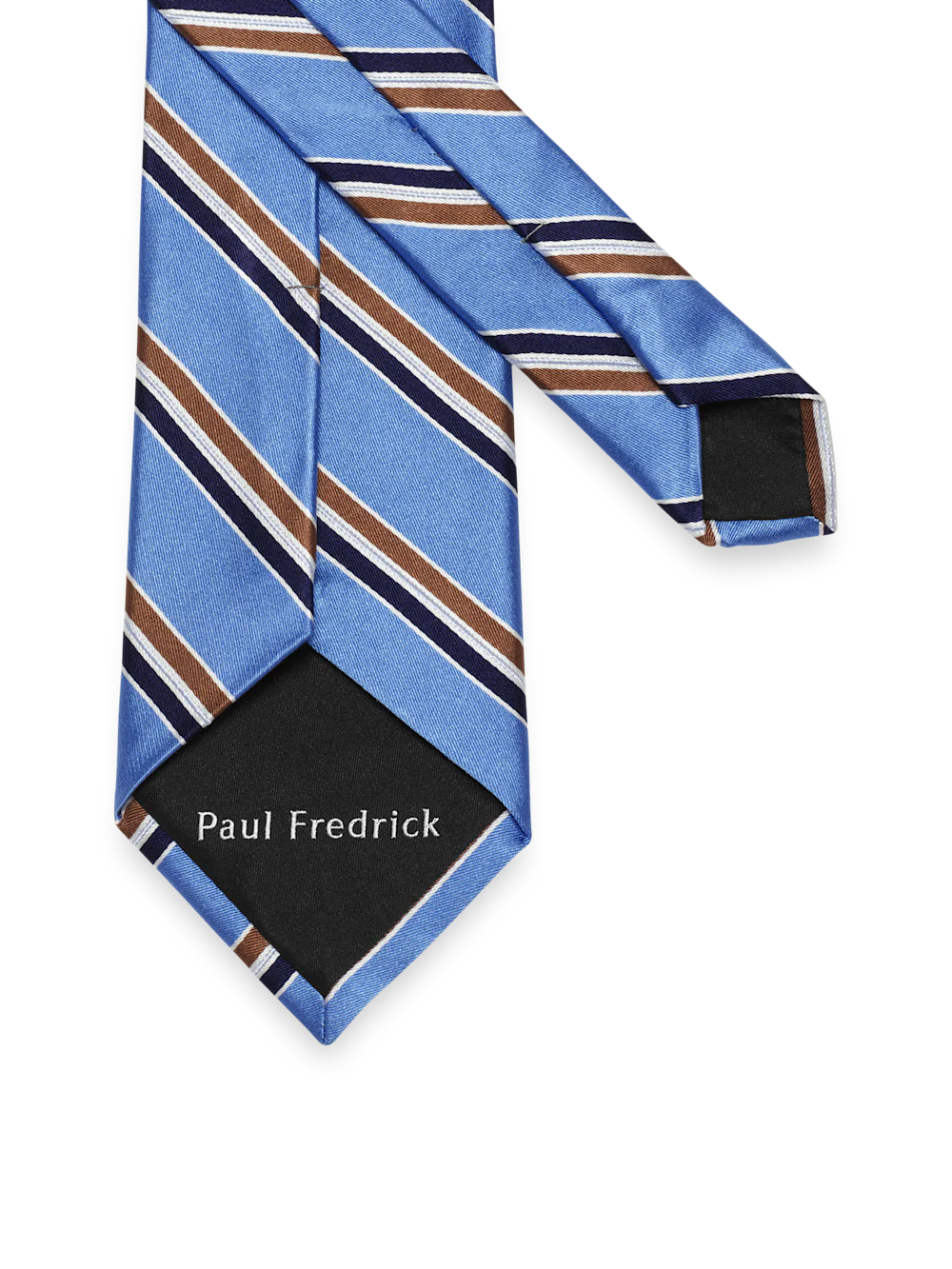 Stripe Woven Silk Tie - Blue/brown - Image 3