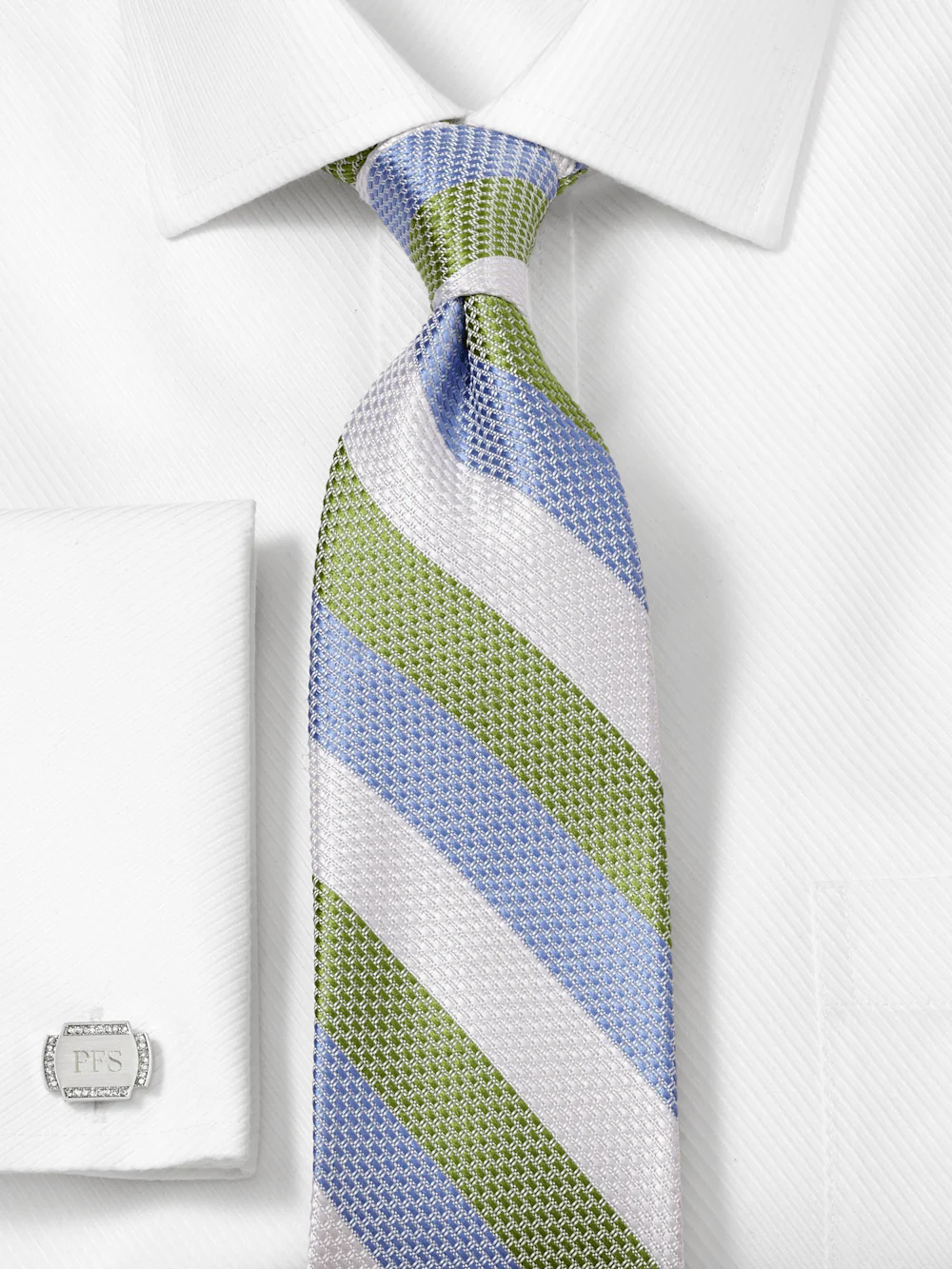Stripe Woven Silk Tie - Green Multi - Image 2