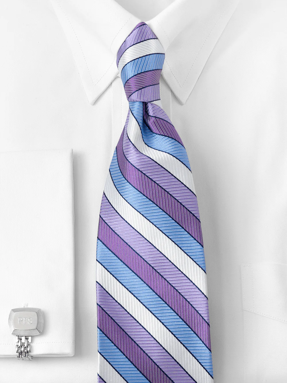 Stripe Woven Silk Tie - Purple Multi - Image 2