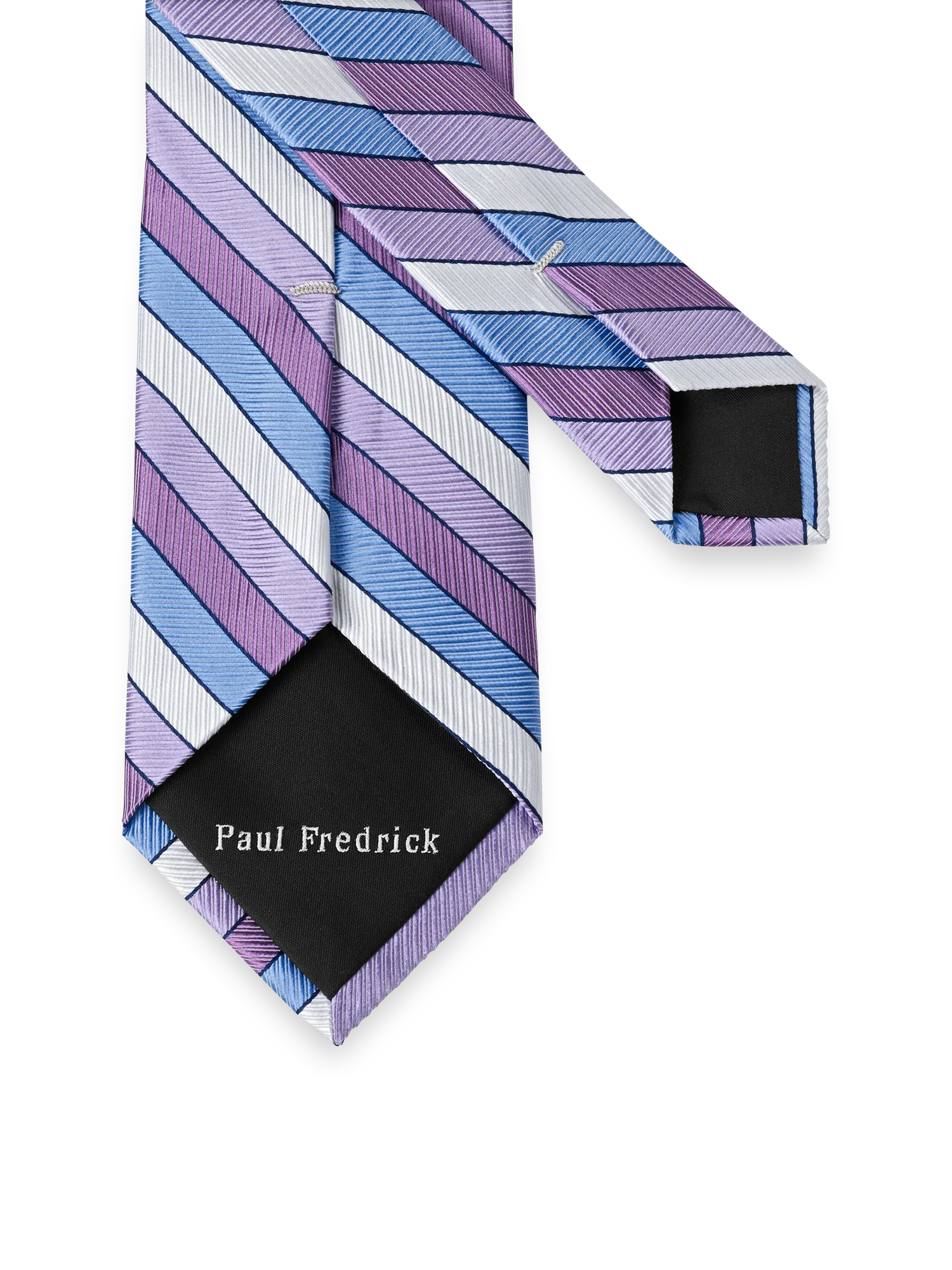 Stripe Woven Silk Tie - Purple Multi - Image 3