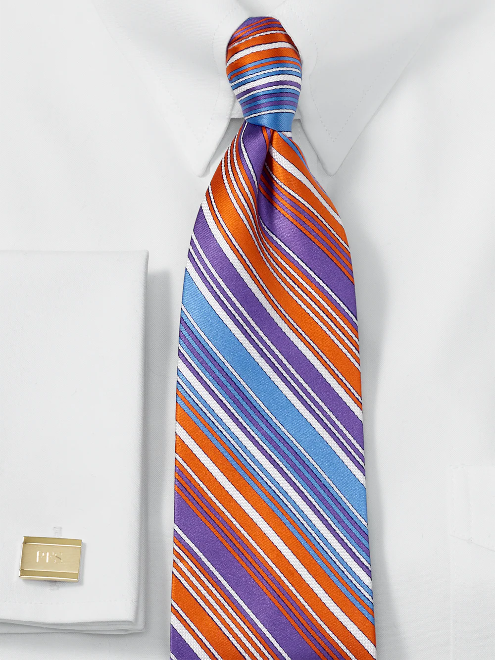 Stripe Woven Silk Tie - Multi - Image 2