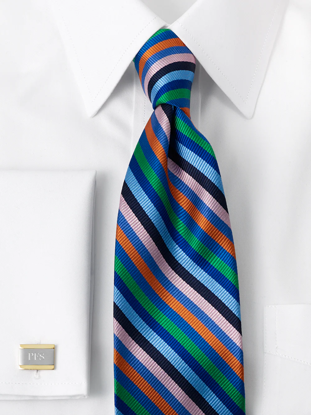 Stripe Woven Silk Tie - Multi - Image 2