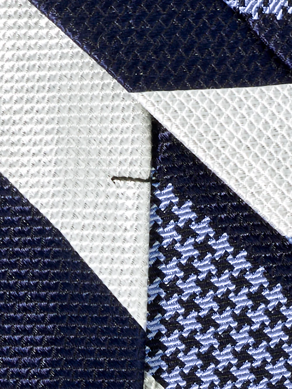 Stripe Woven Silk Tie - Navy/white - Image 4