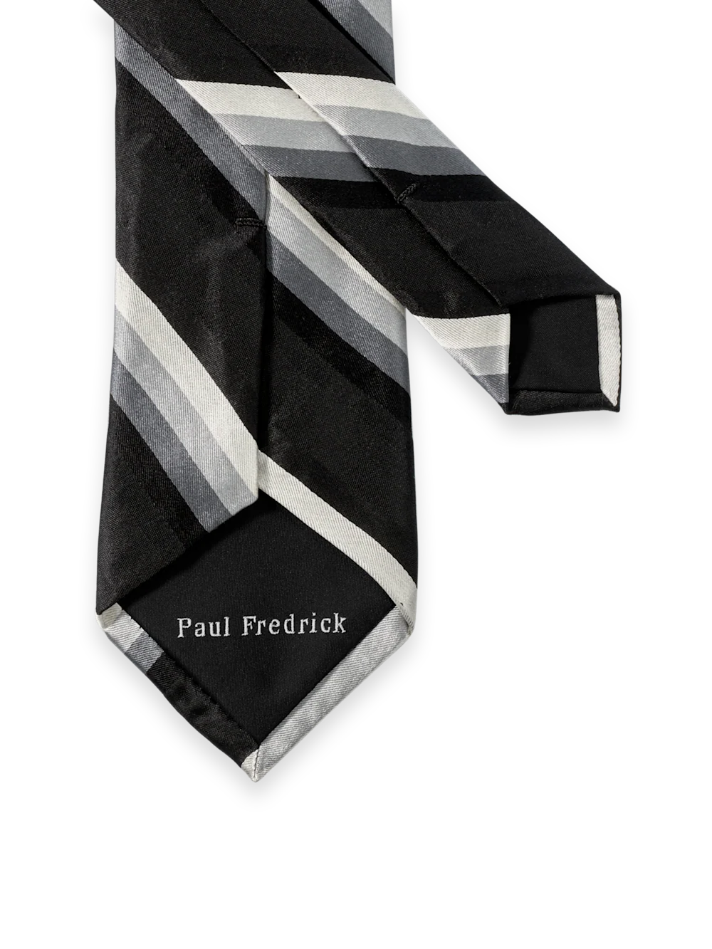 Stripe Woven Silk Tie - Black/white - Image 3