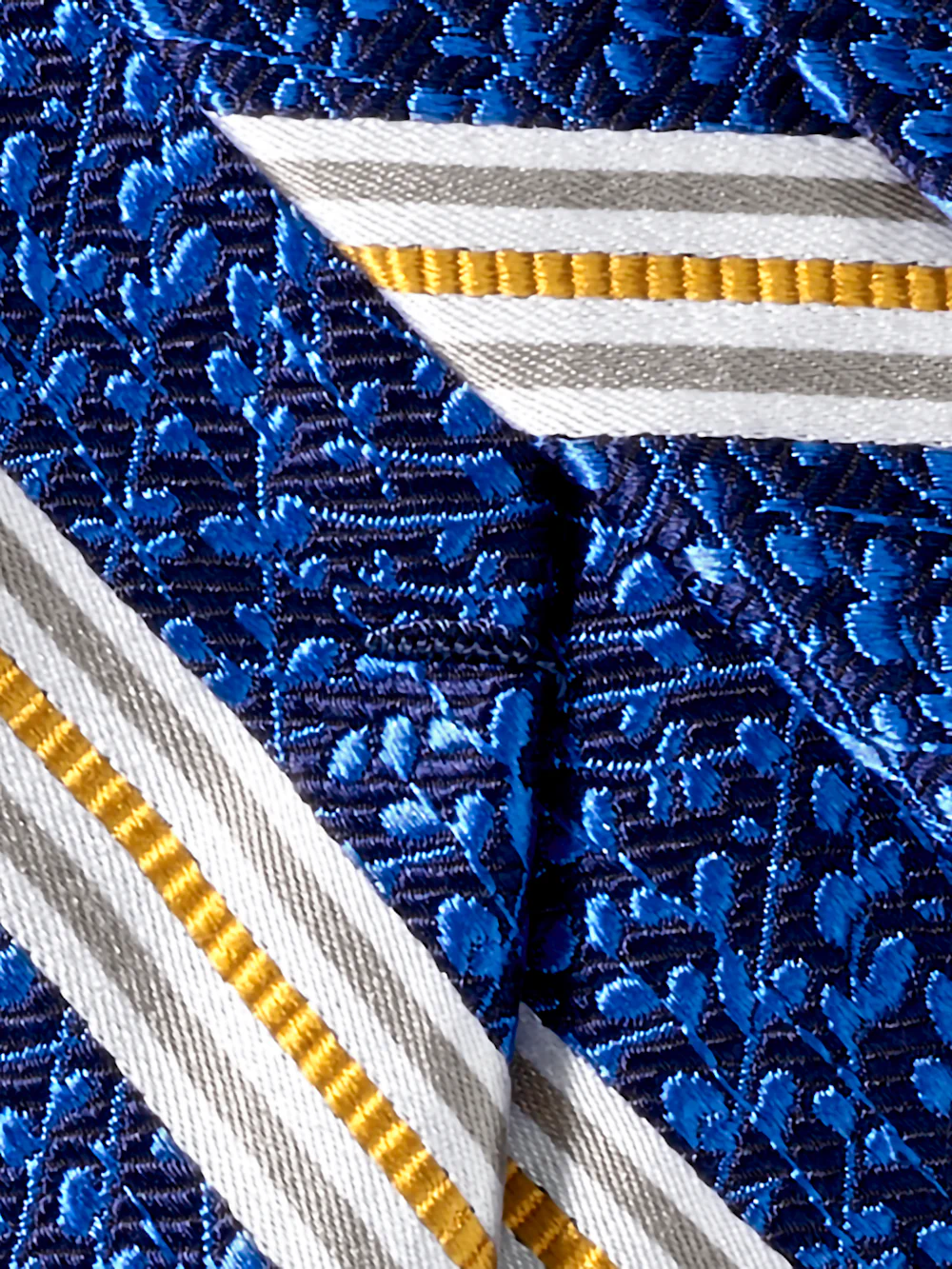Stripe Woven Silk Tie - Blue/yellow - Image 4
