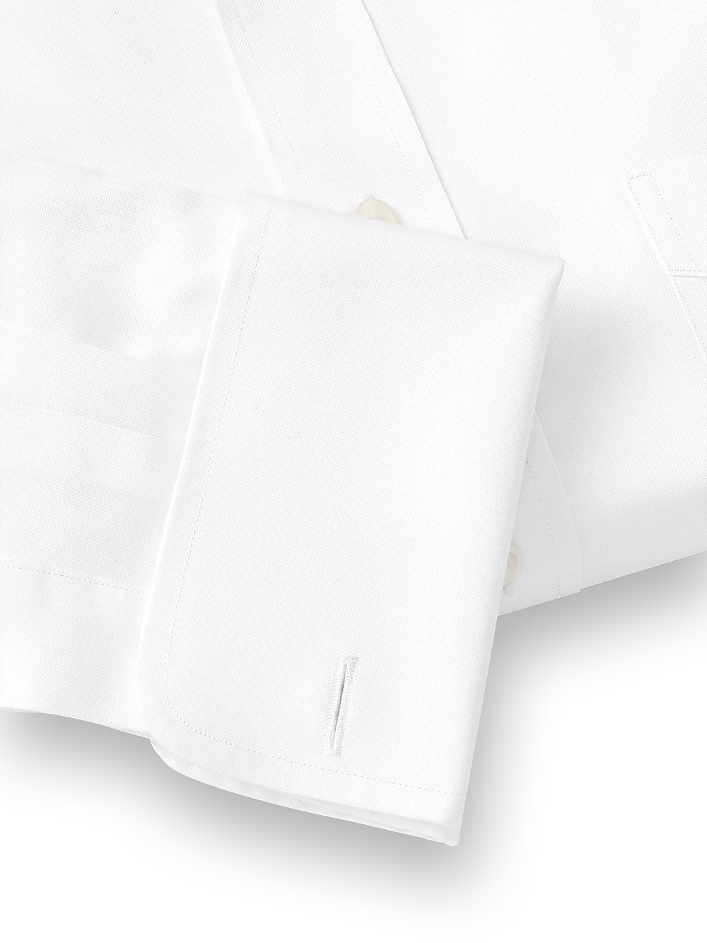 Superfine Egyptian Cotton Solid Color Spread Collar French Cuff Dress Shirt - White - Image 5