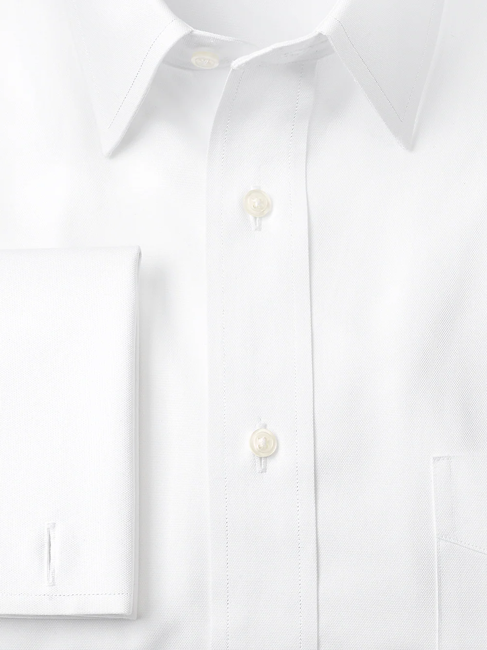 Superfine Egyptian Cotton Solid Color Straight Collar French Cuff Dress Shirt - White - Image 3