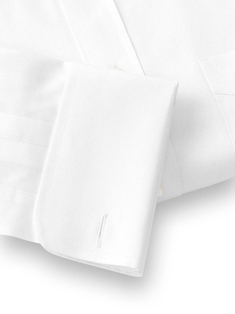 Superfine Egyptian Cotton Solid Color Straight Collar French Cuff Dress Shirt - White - Image 5