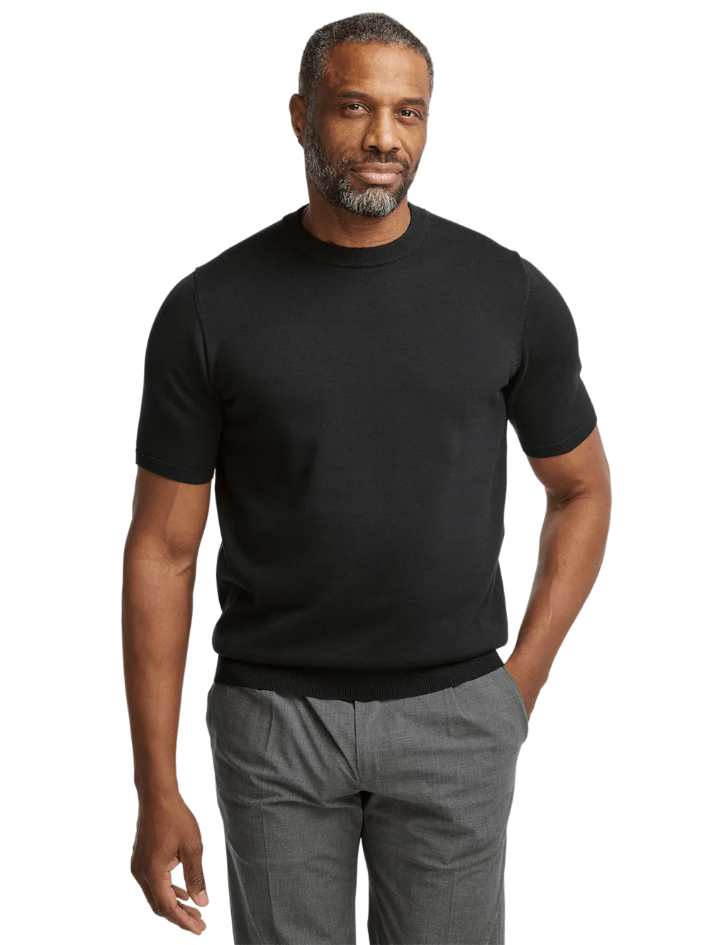 Supima Cotton Crew Neck Sweater - Black - Image 2