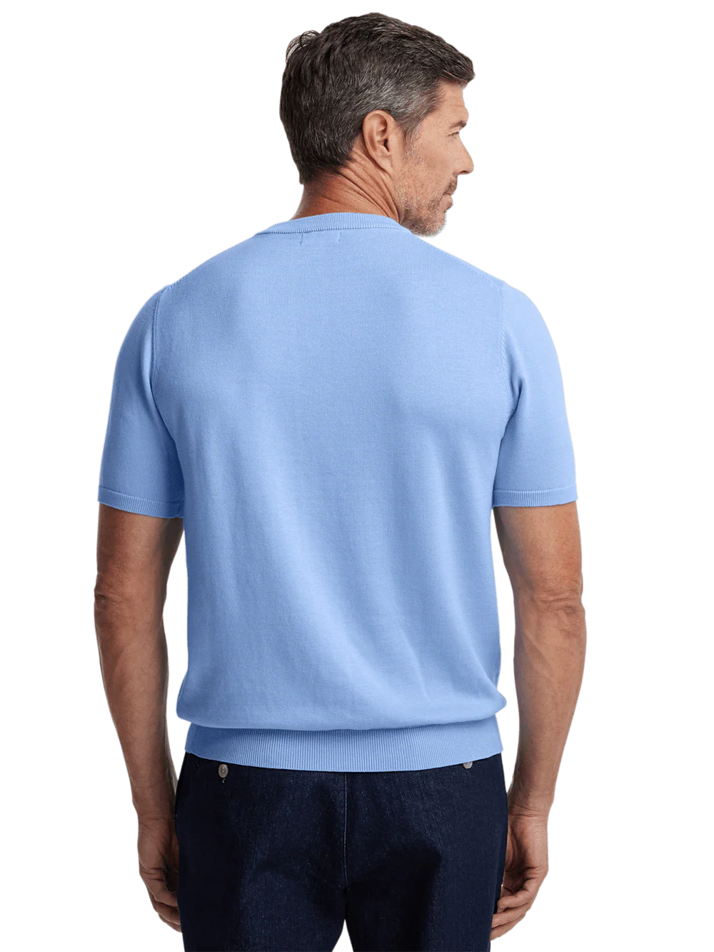 Supima Cotton Crew Neck Sweater - Blue - Image 5