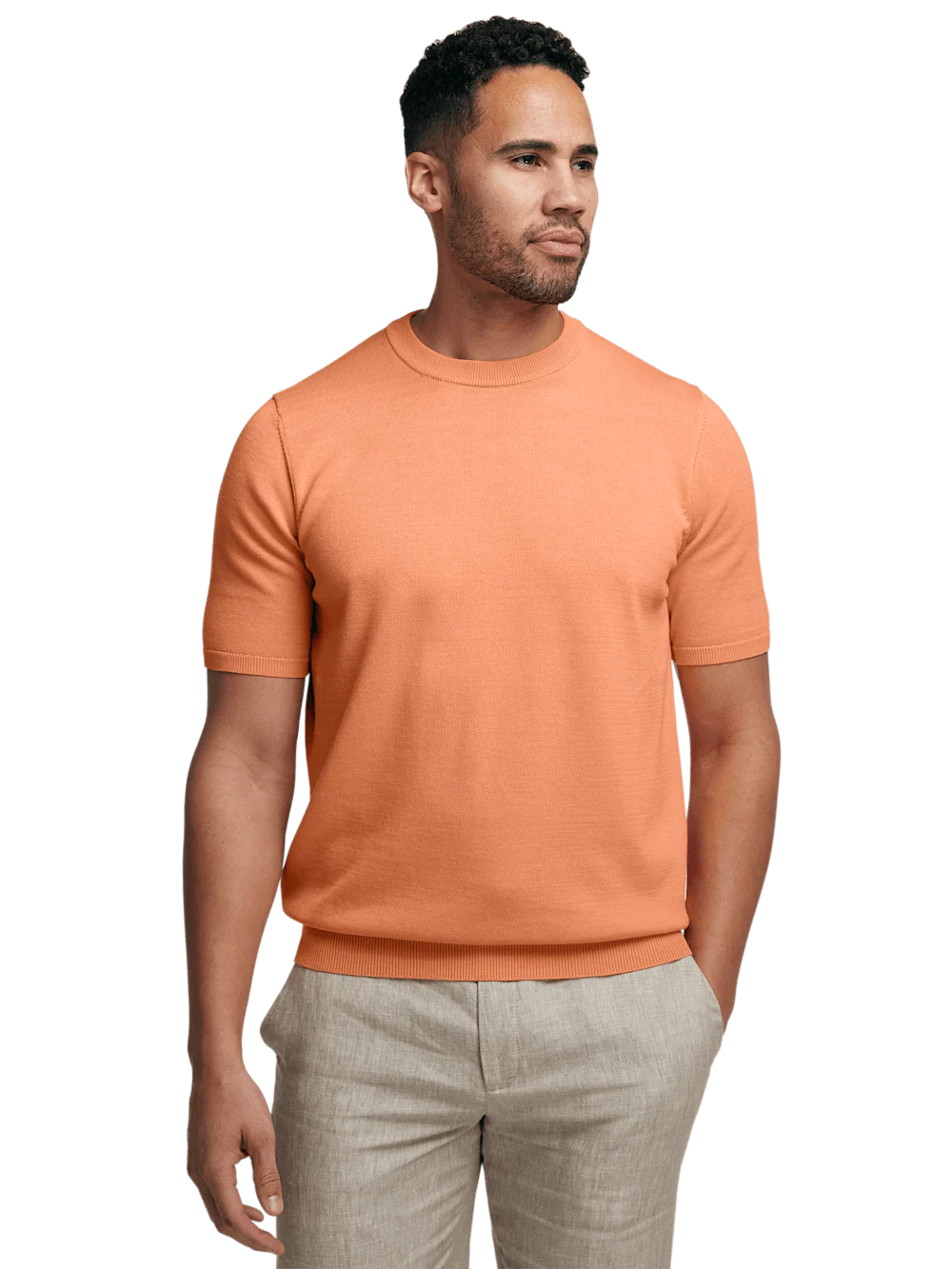 Supima Cotton Crew Neck Sweater - Coral - Image 2