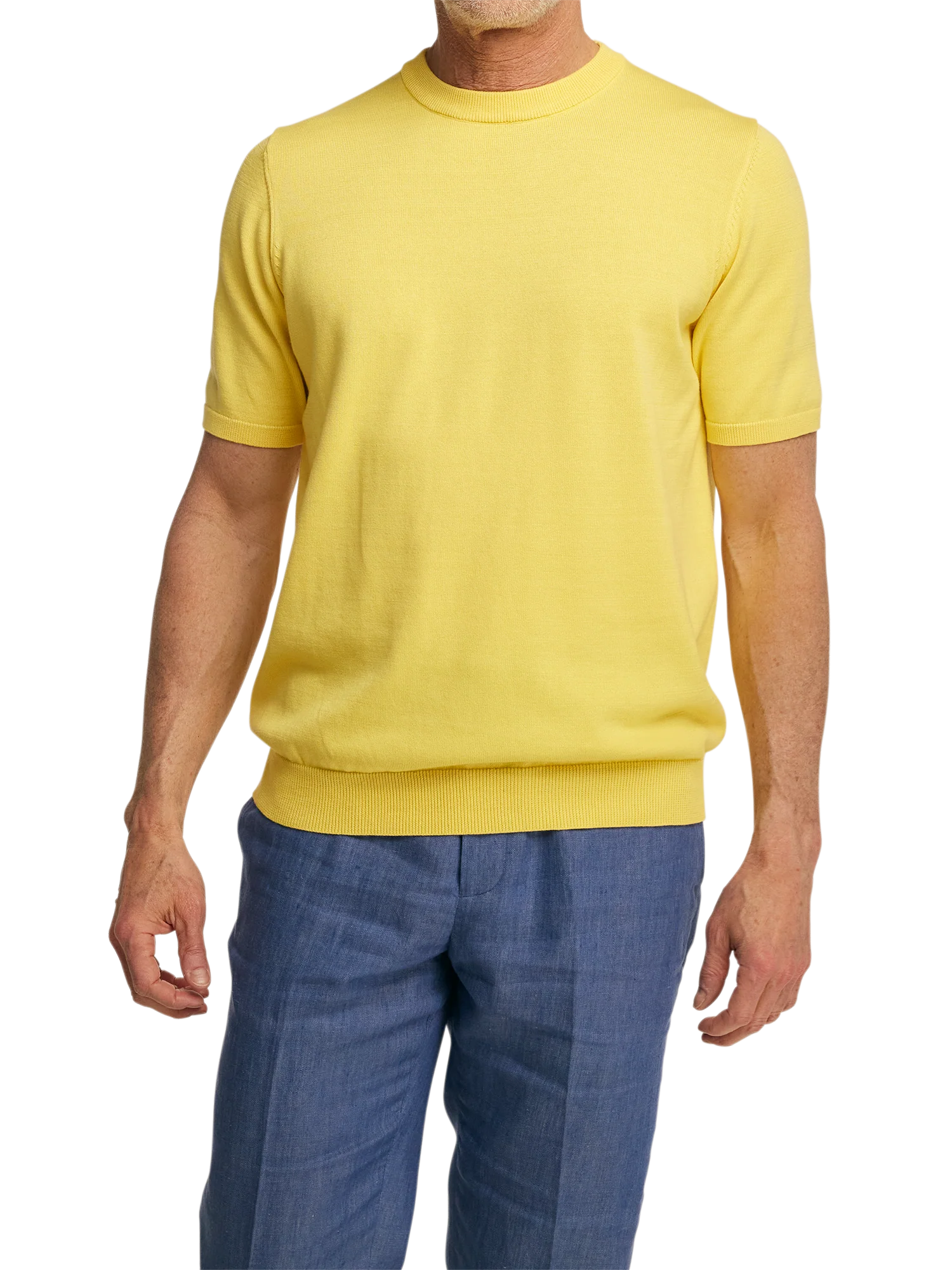 Supima Cotton Crew Neck Sweater - Light Yellow - Image 2