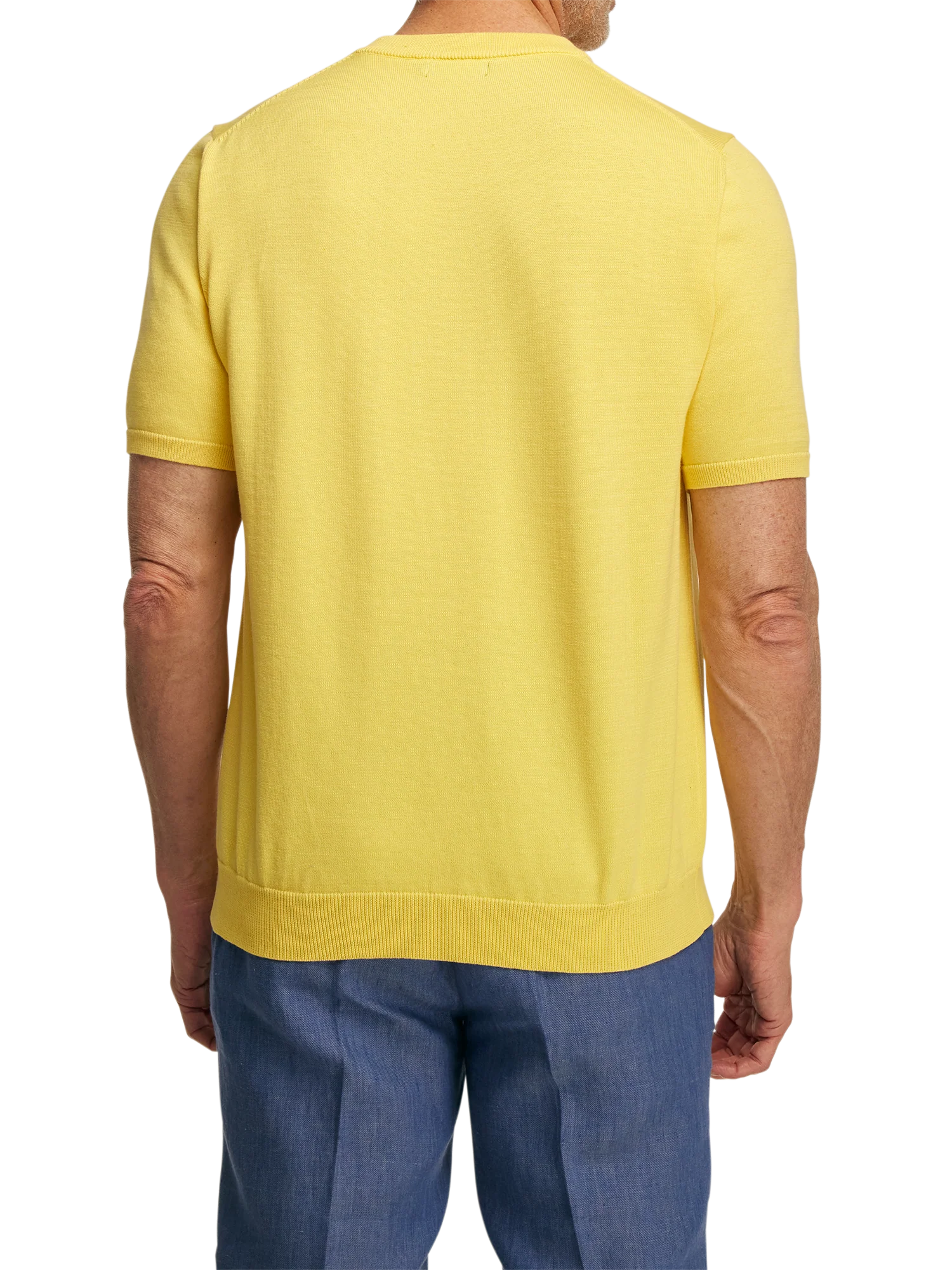 Supima Cotton Crew Neck Sweater - Light Yellow - Image 3
