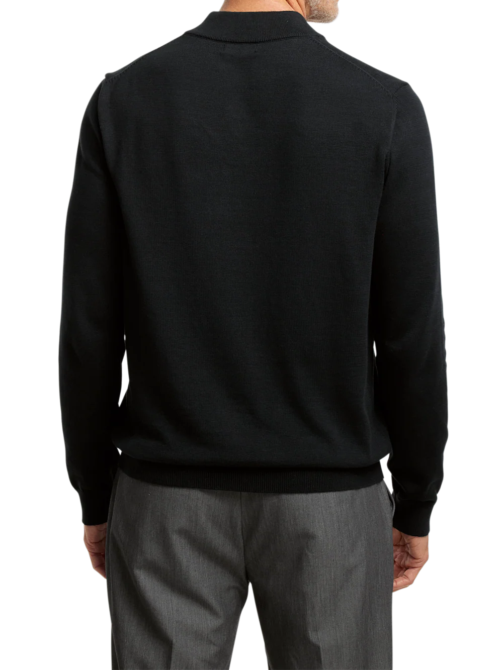 Supima Cotton Four Button Mock Neck Sweater - Black - Image 5