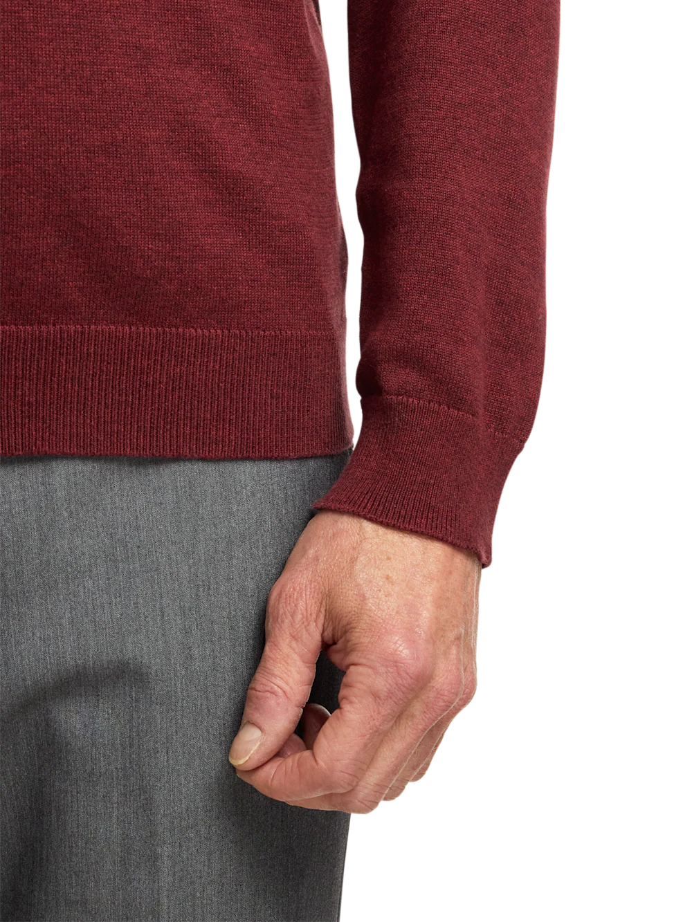 Supima Cotton Four Button Mock Neck Sweater - Burgundy - Image 4