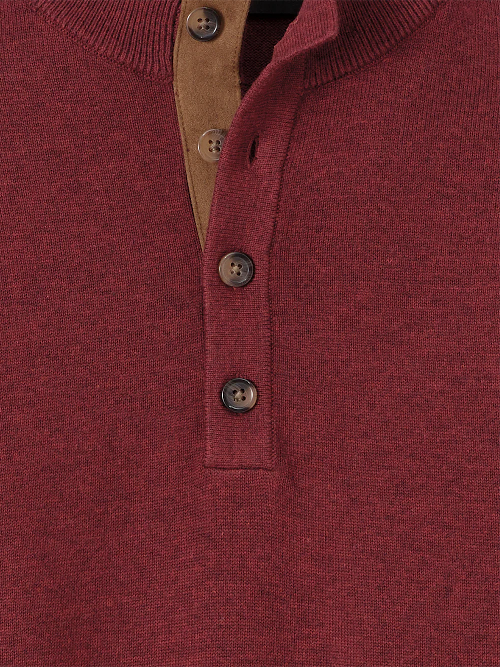 Supima Cotton Four Button Mock Neck Sweater - Burgundy - Image 6