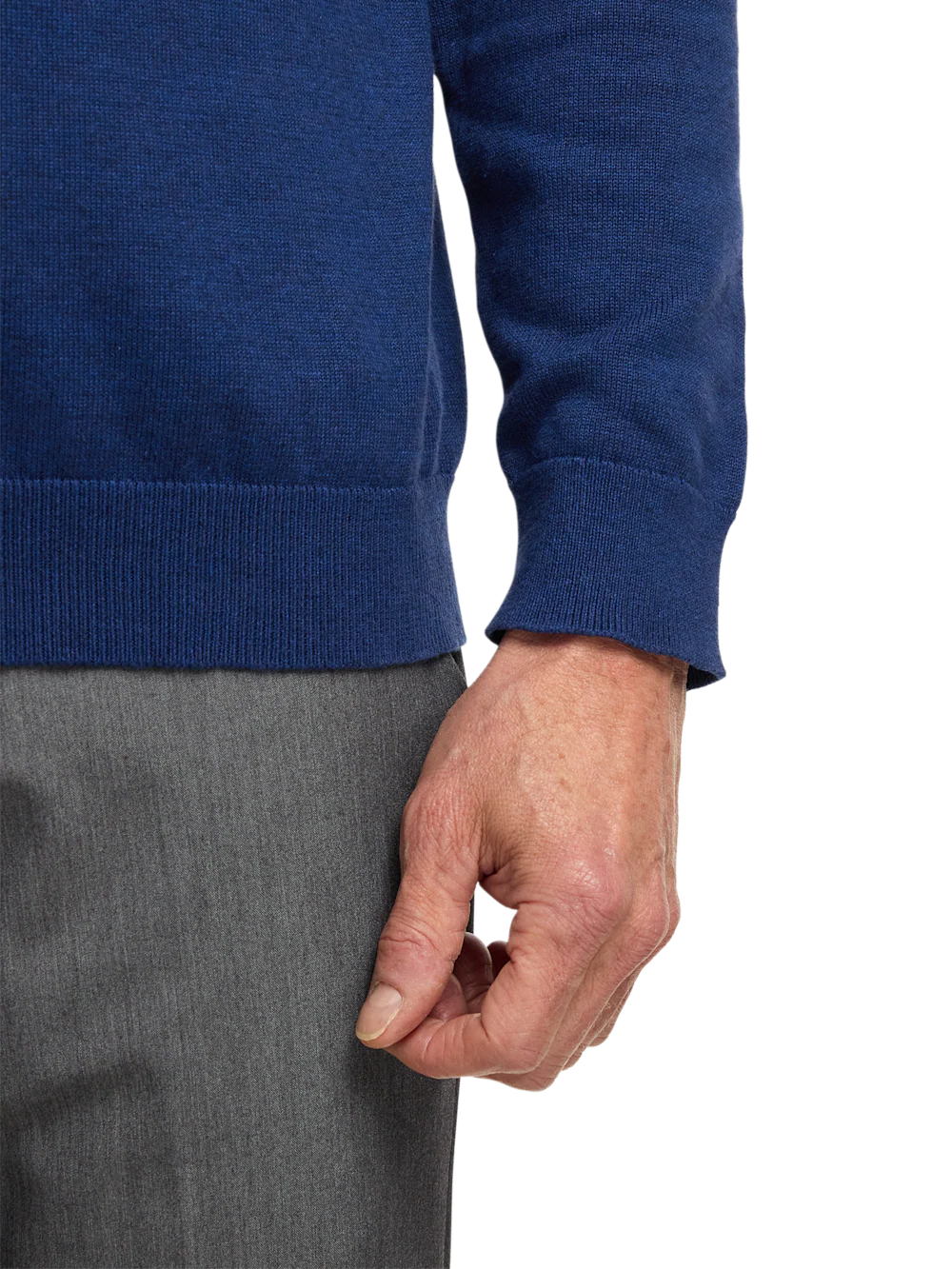 Supima Cotton Four Button Mock Neck Sweater - Dark Blue - Image 4