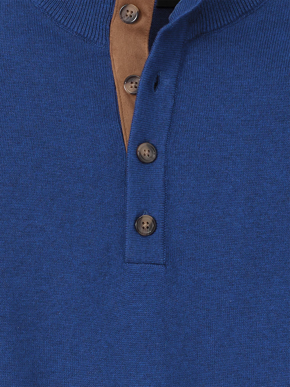 Supima Cotton Four Button Mock Neck Sweater - Dark Blue - Image 6