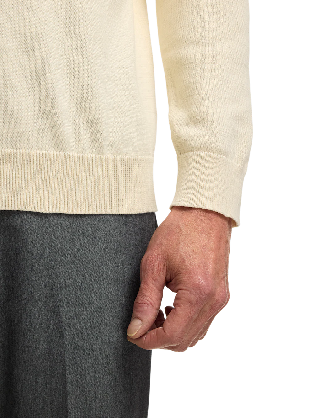 Supima Cotton Four Button Mock Neck Sweater - Ivory - Image 4