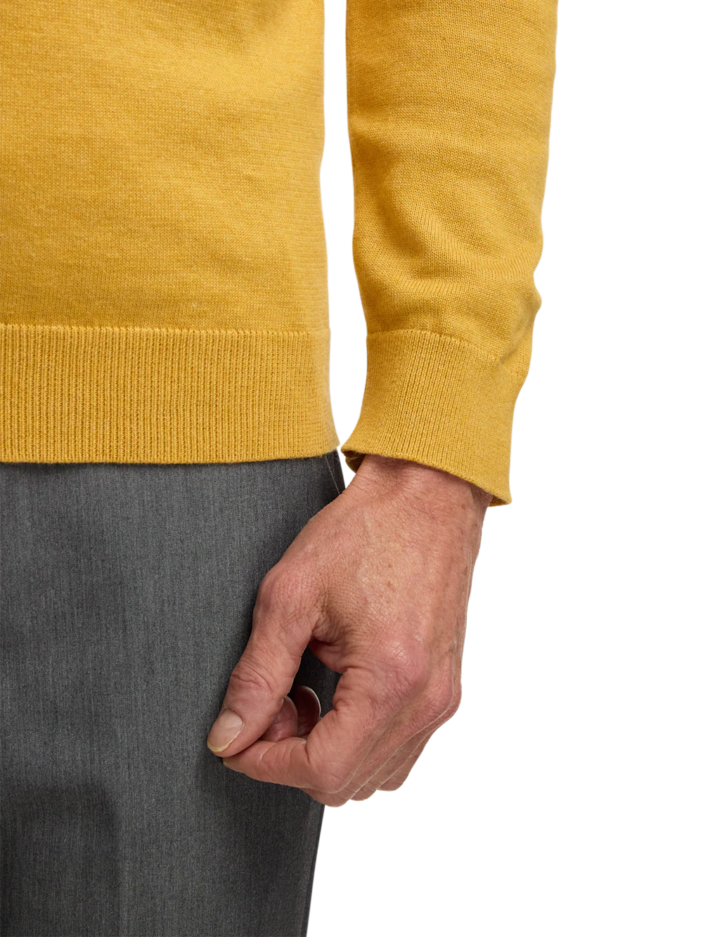 Supima Cotton Four Button Mock Neck Sweater - Mustard - Image 4