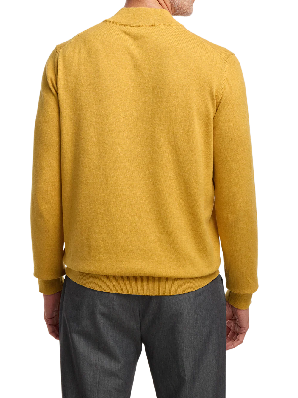 Supima Cotton Four Button Mock Neck Sweater - Mustard - Image 5