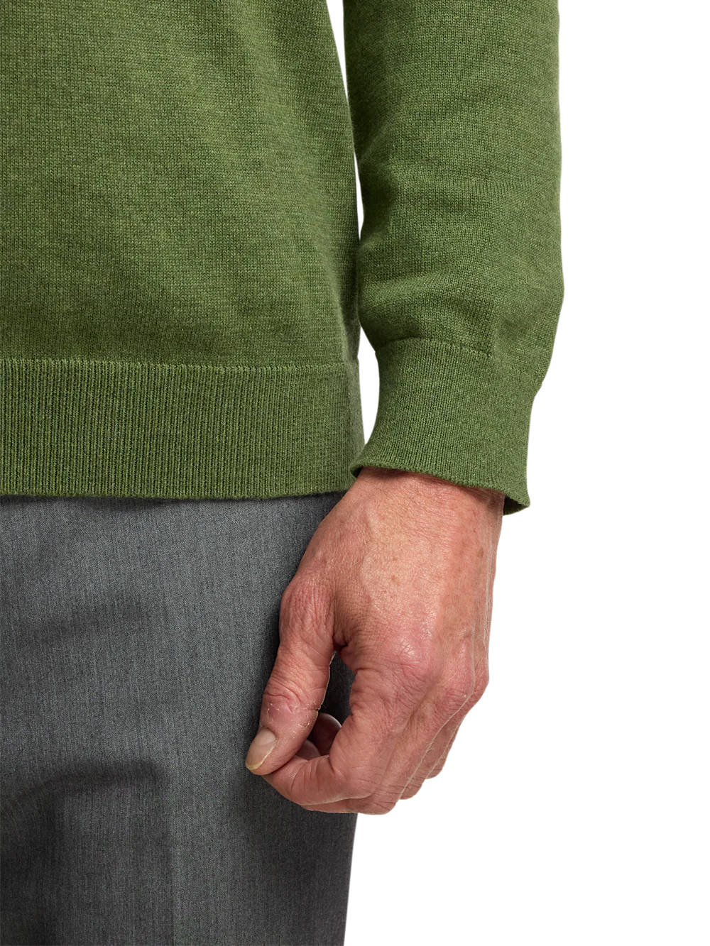 Supima Cotton Four Button Mock Neck Sweater - Olive - Image 4