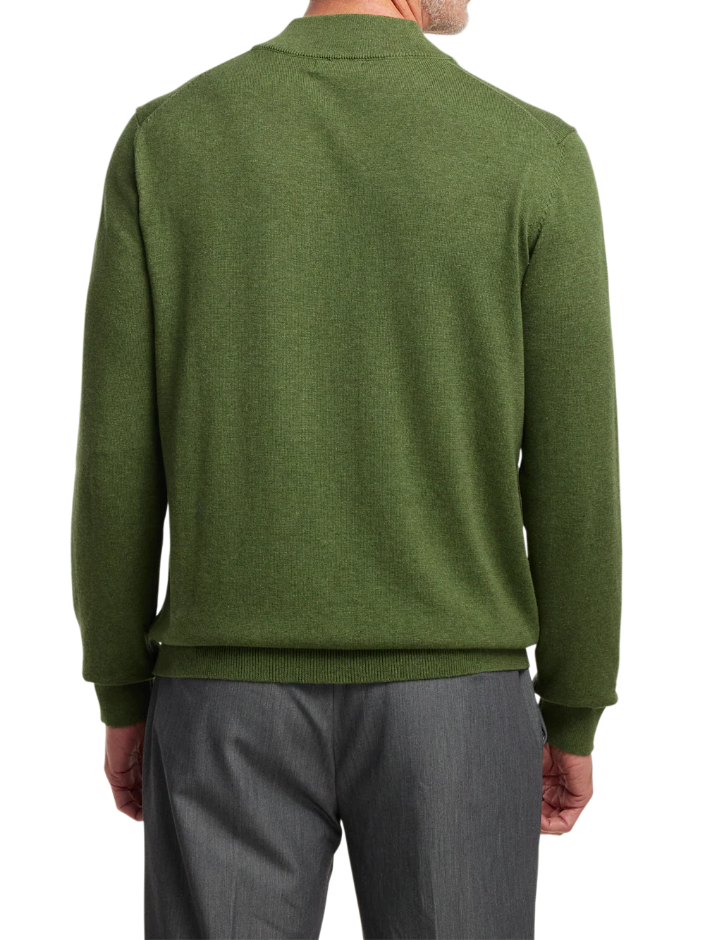 Supima Cotton Four Button Mock Neck Sweater - Olive - Image 5