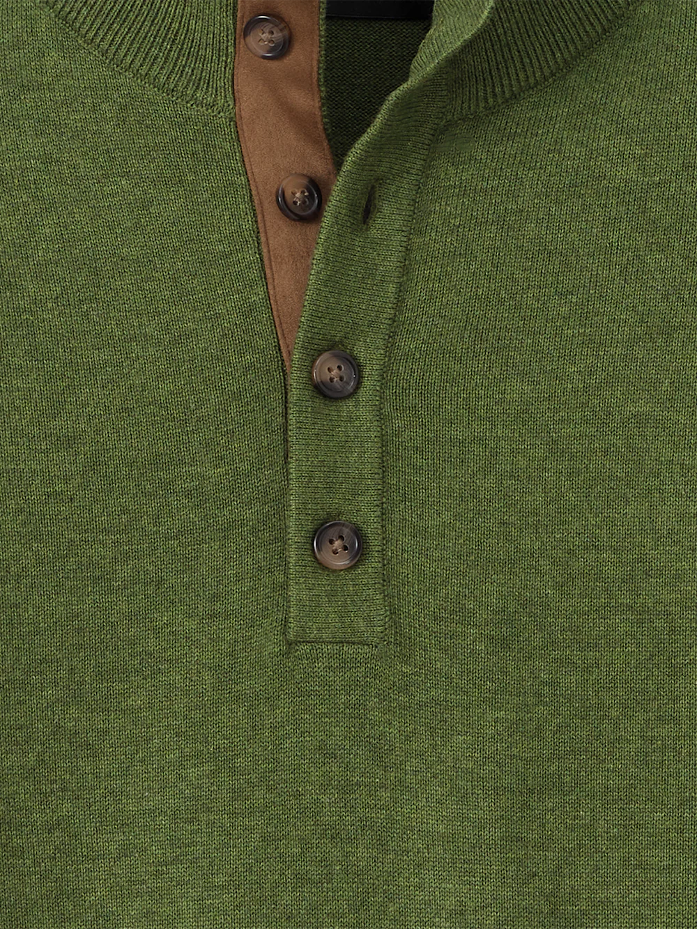 Supima Cotton Four Button Mock Neck Sweater - Olive - Image 6