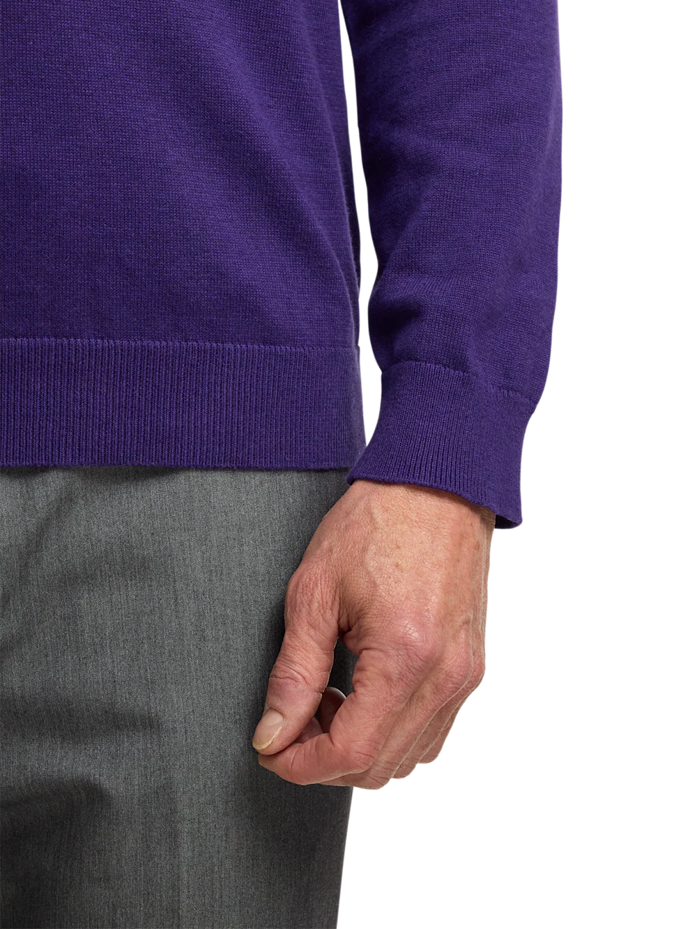Supima Cotton Four Button Mock Neck Sweater - Plum - Image 4