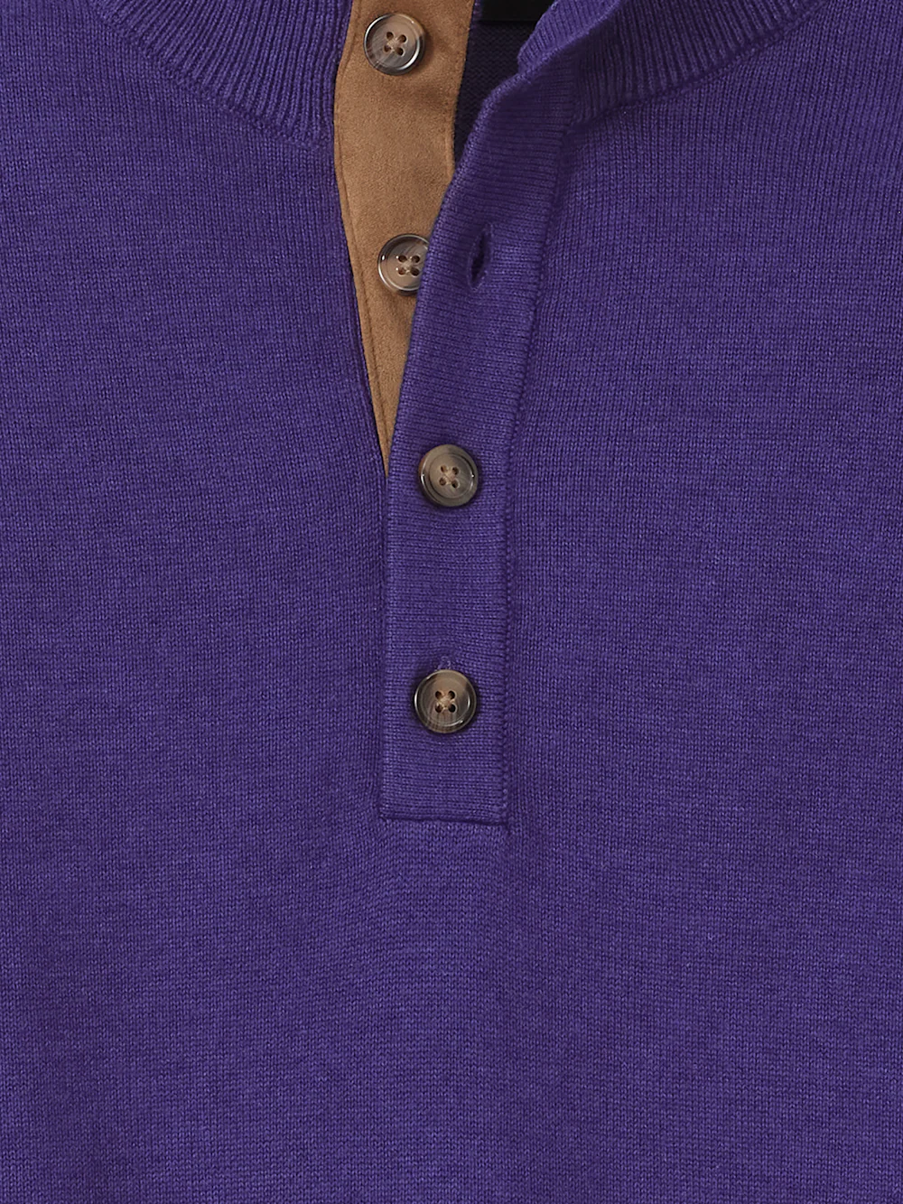 Supima Cotton Four Button Mock Neck Sweater - Plum - Image 6