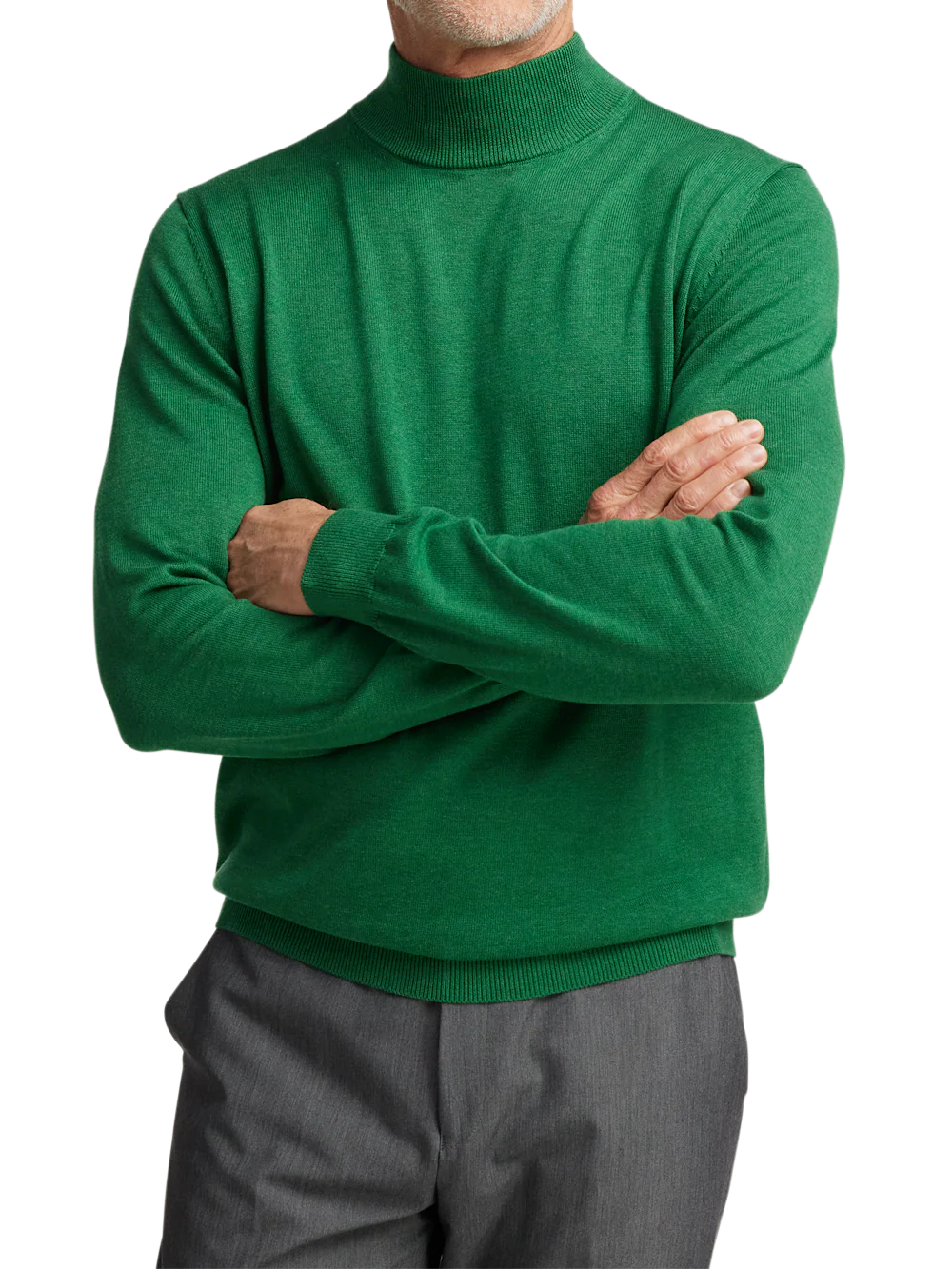 Supima Cotton Mock Neck Sweater - Green - Image 2