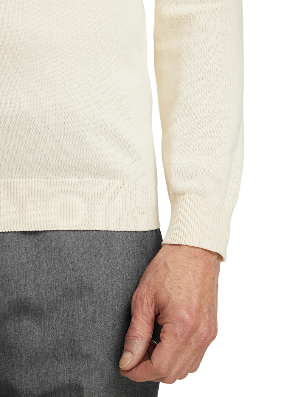 Supima Cotton Mock Neck Sweater - Ivory - Image 4