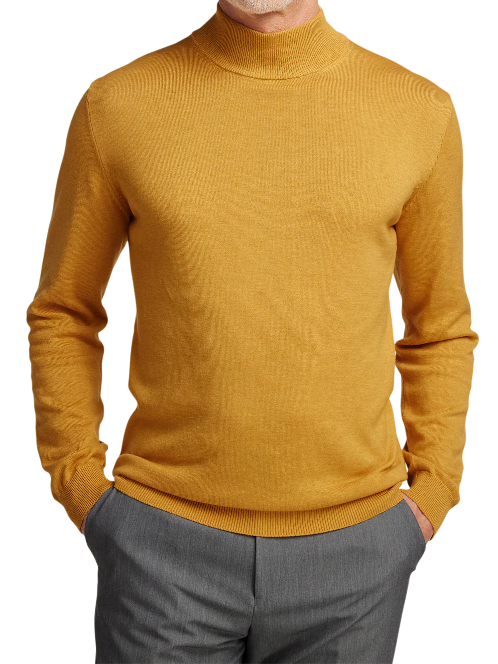 Supima Cotton Mock Neck Sweater - Mustard - Image 2