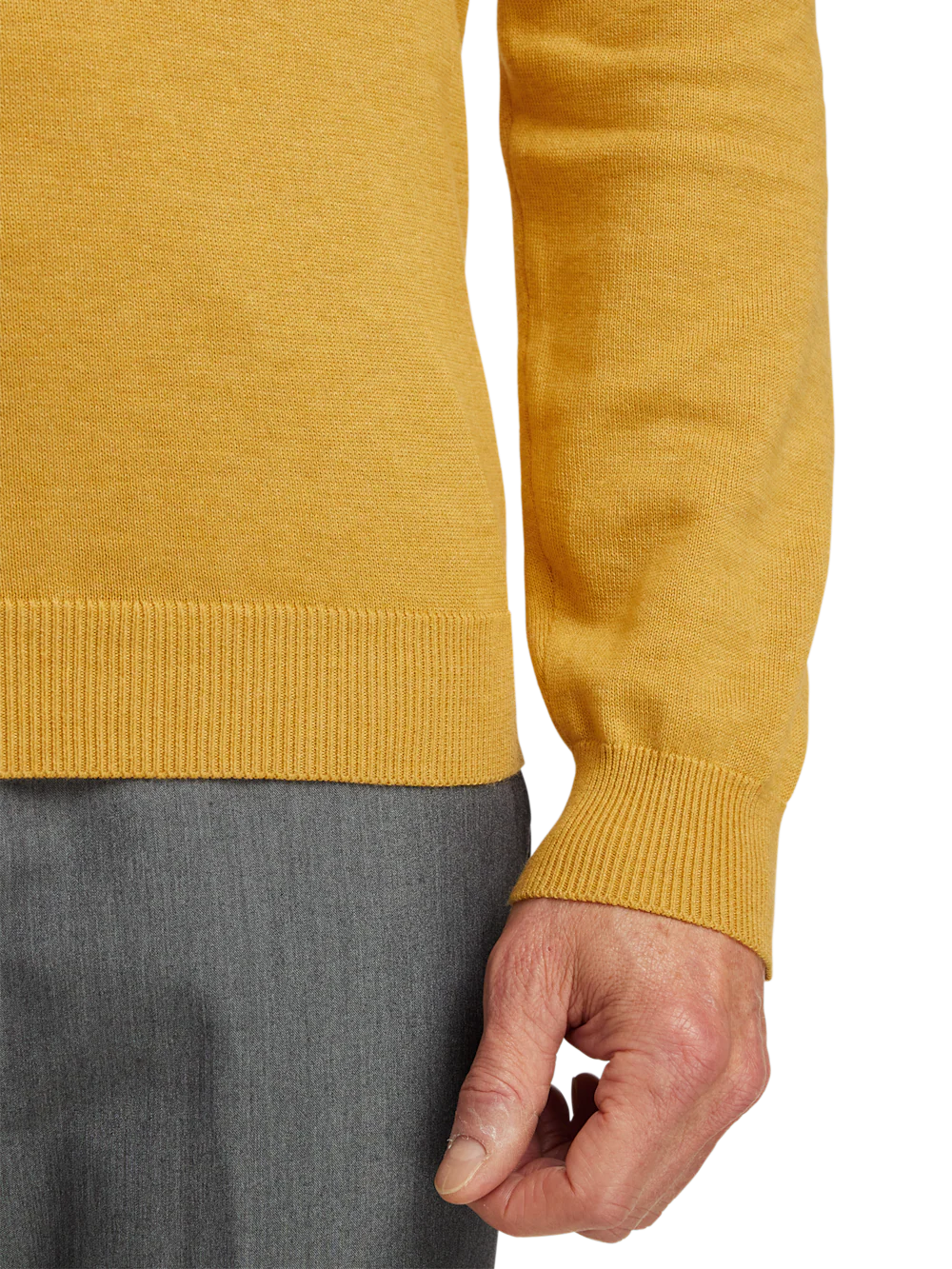 Supima Cotton Mock Neck Sweater - Mustard - Image 4